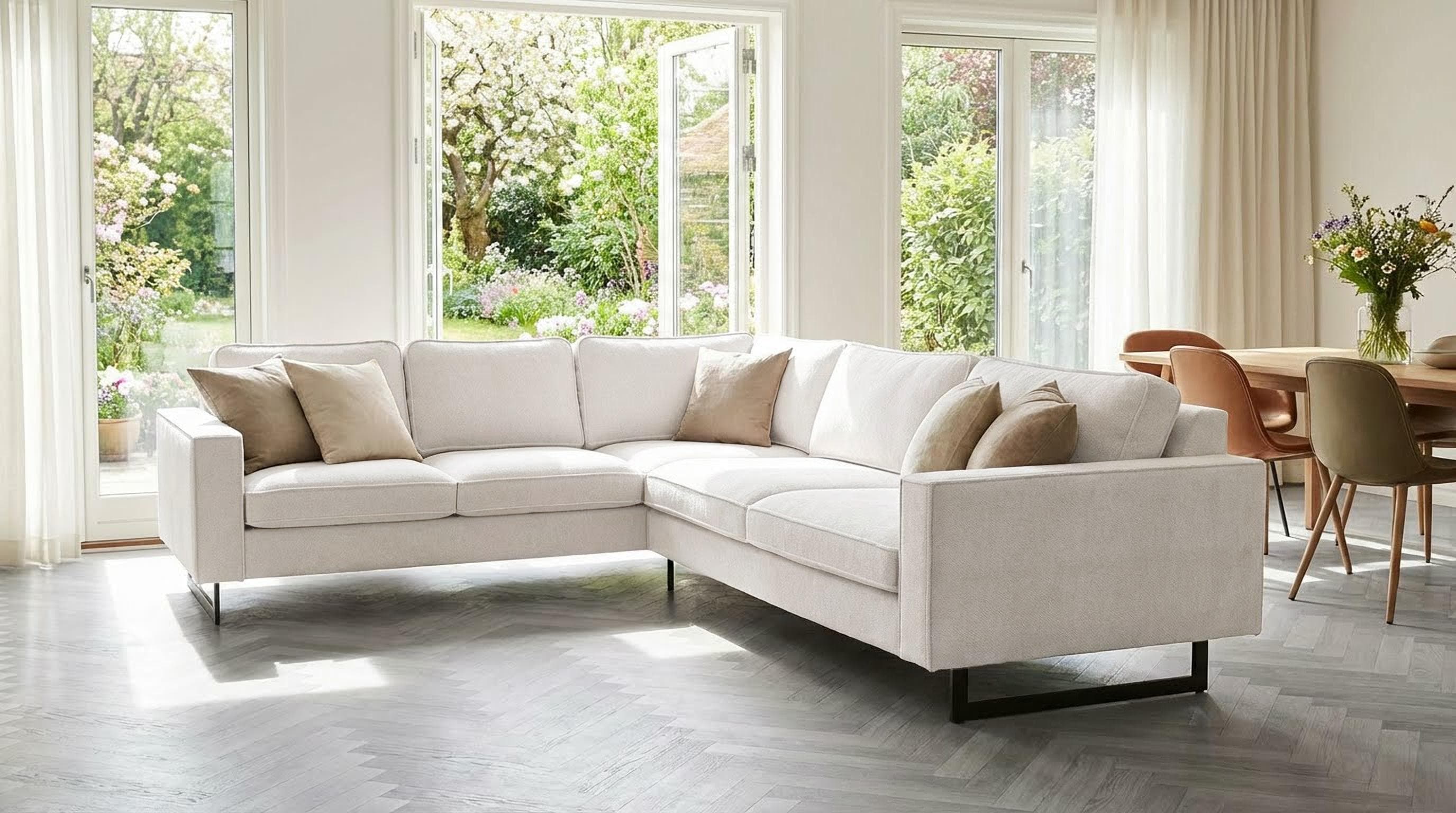 HOME AFFAIRE Ecksofa Pinto XXL Beige mit Metallfüßen
