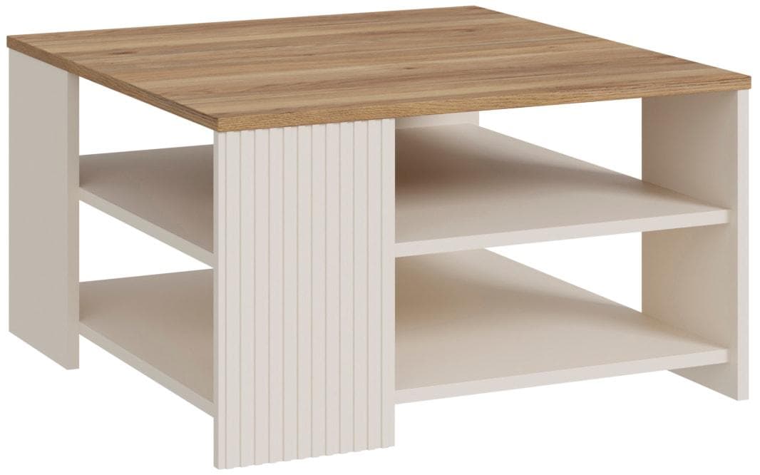 FORTE Couchtisch Oak Squere Beige mit Stauraum