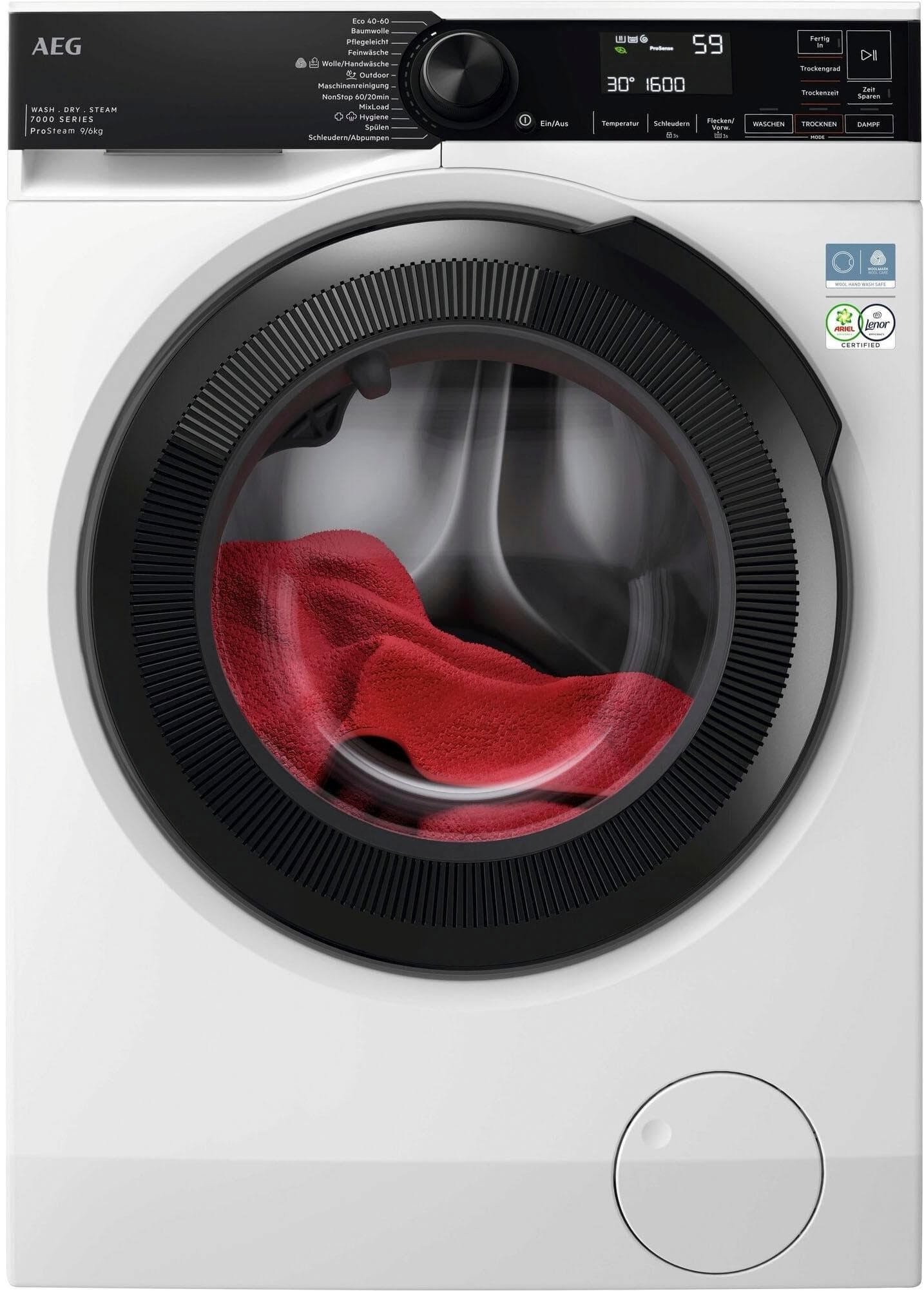 AEG Waschtrockner LWR7F70690 ProSteam Weiß