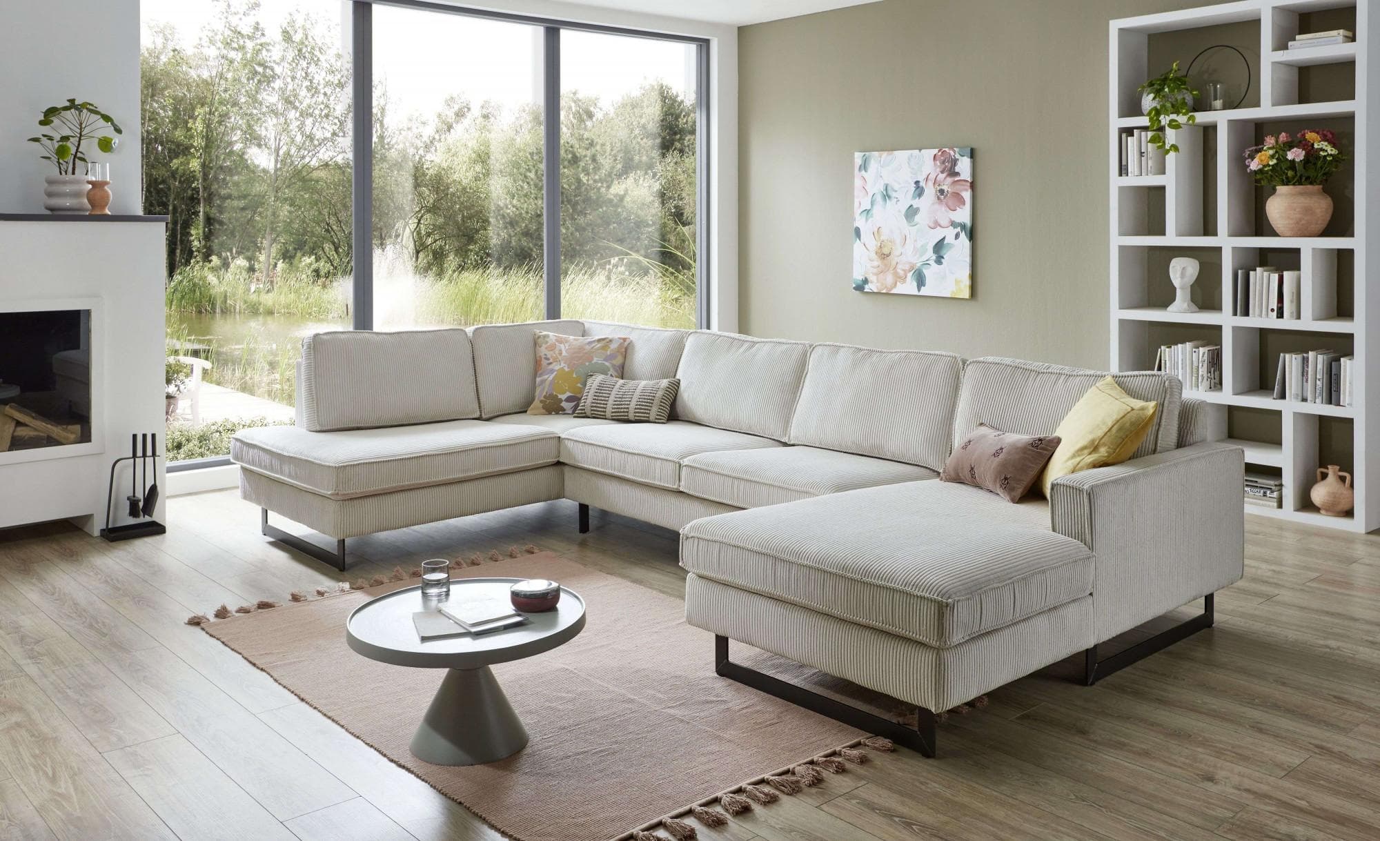 HOME AFFAIRE Pinto Wohnlandschaft U-Form Beige 350 cm