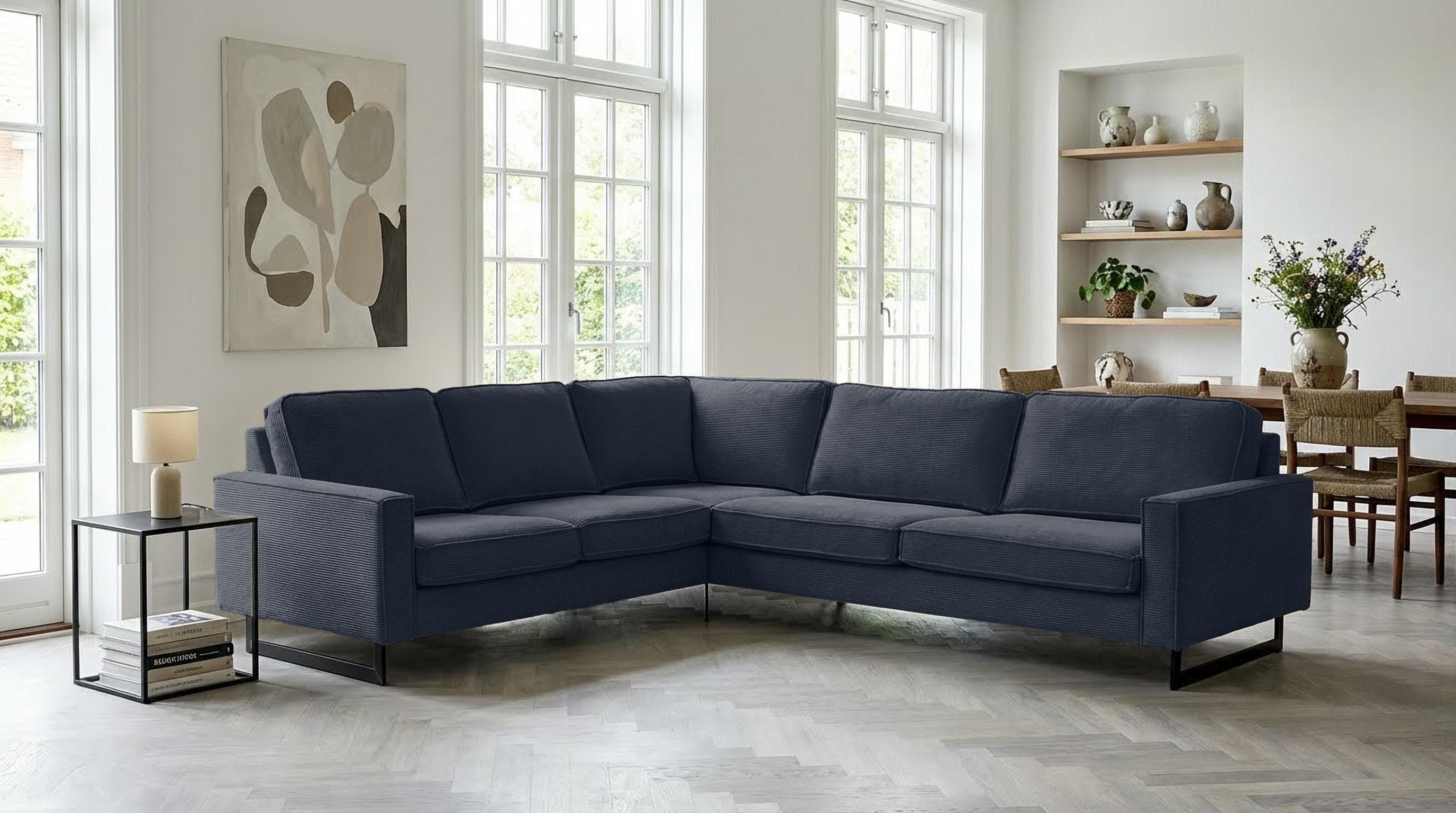 HOME AFFAIRE Ecksofa Pinto XXL Rauchblau mit langem Schenkel