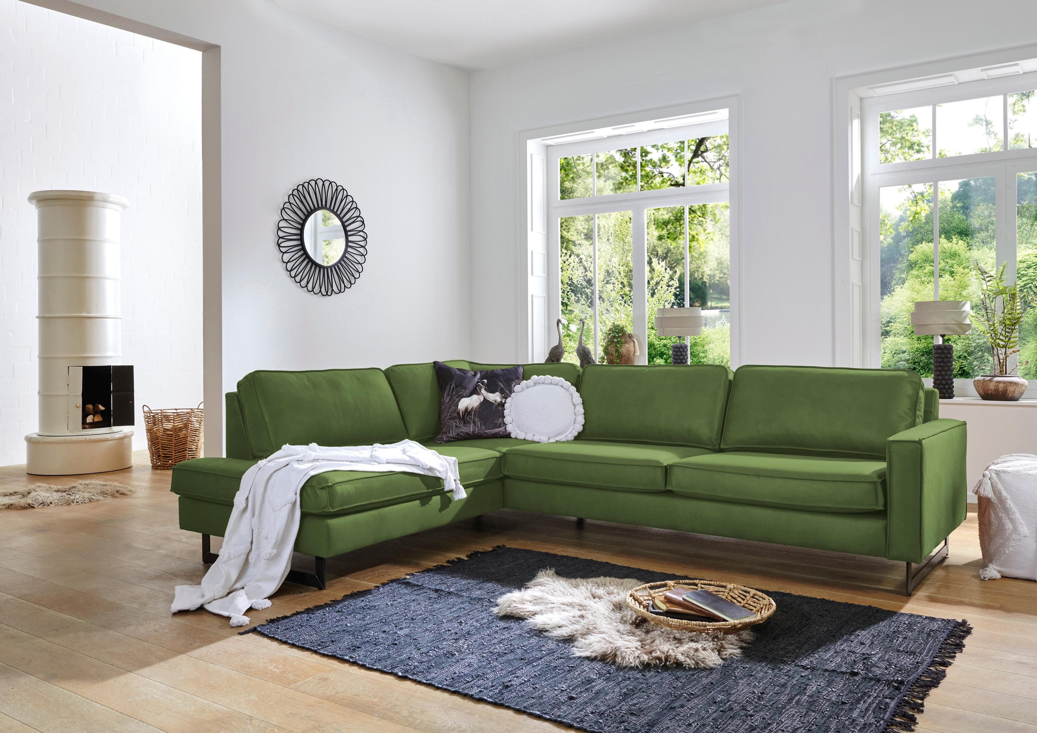 HOME AFFAIRE Pinto Ecksofa Grün mit Chaiselongue