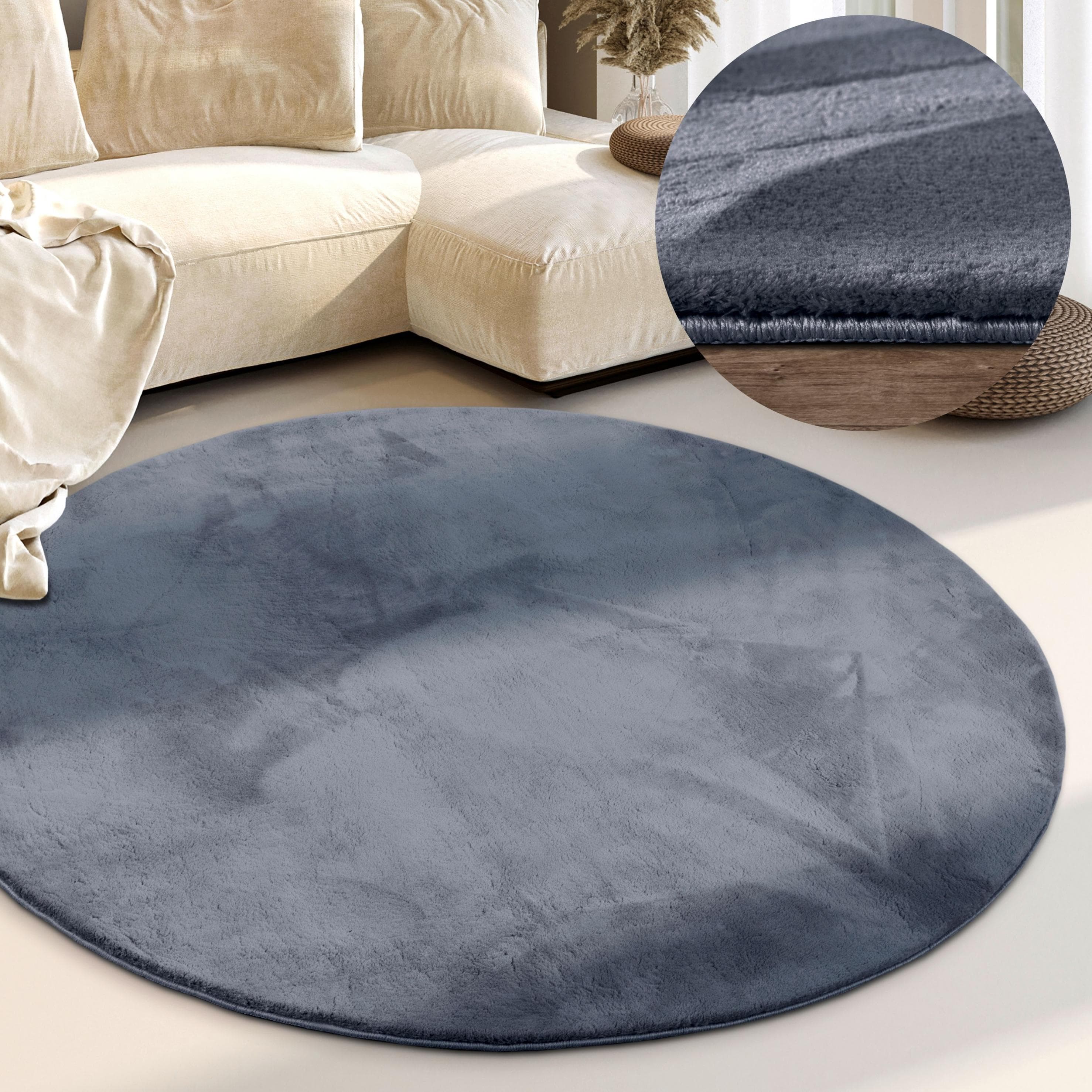 Villeroy & Boch Leon Teppich Rund Anthrazit Hochflor