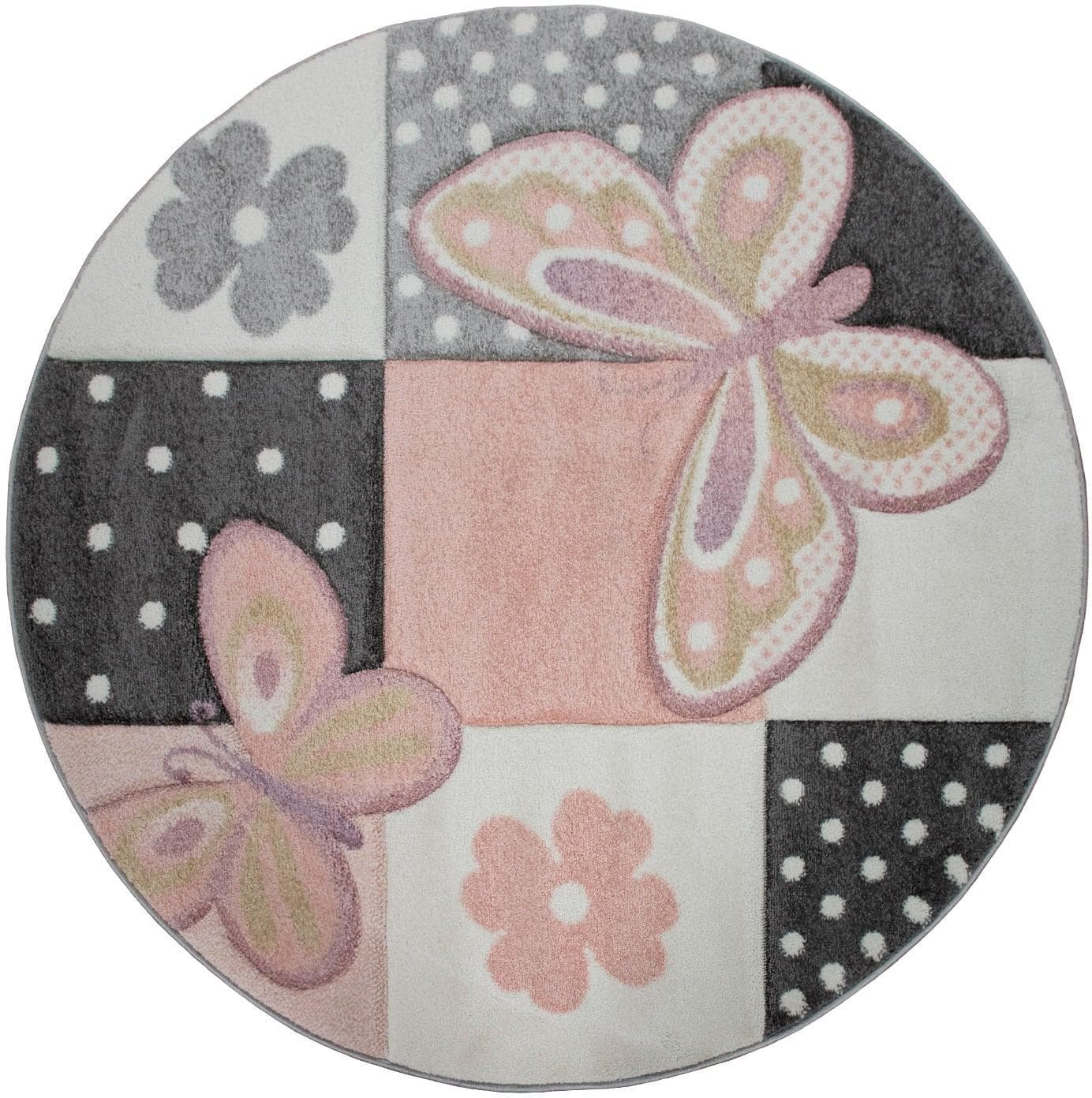 PACO HOME Kinderteppich Cosmo 220 Bunt 3D-Design Schmetterlinge