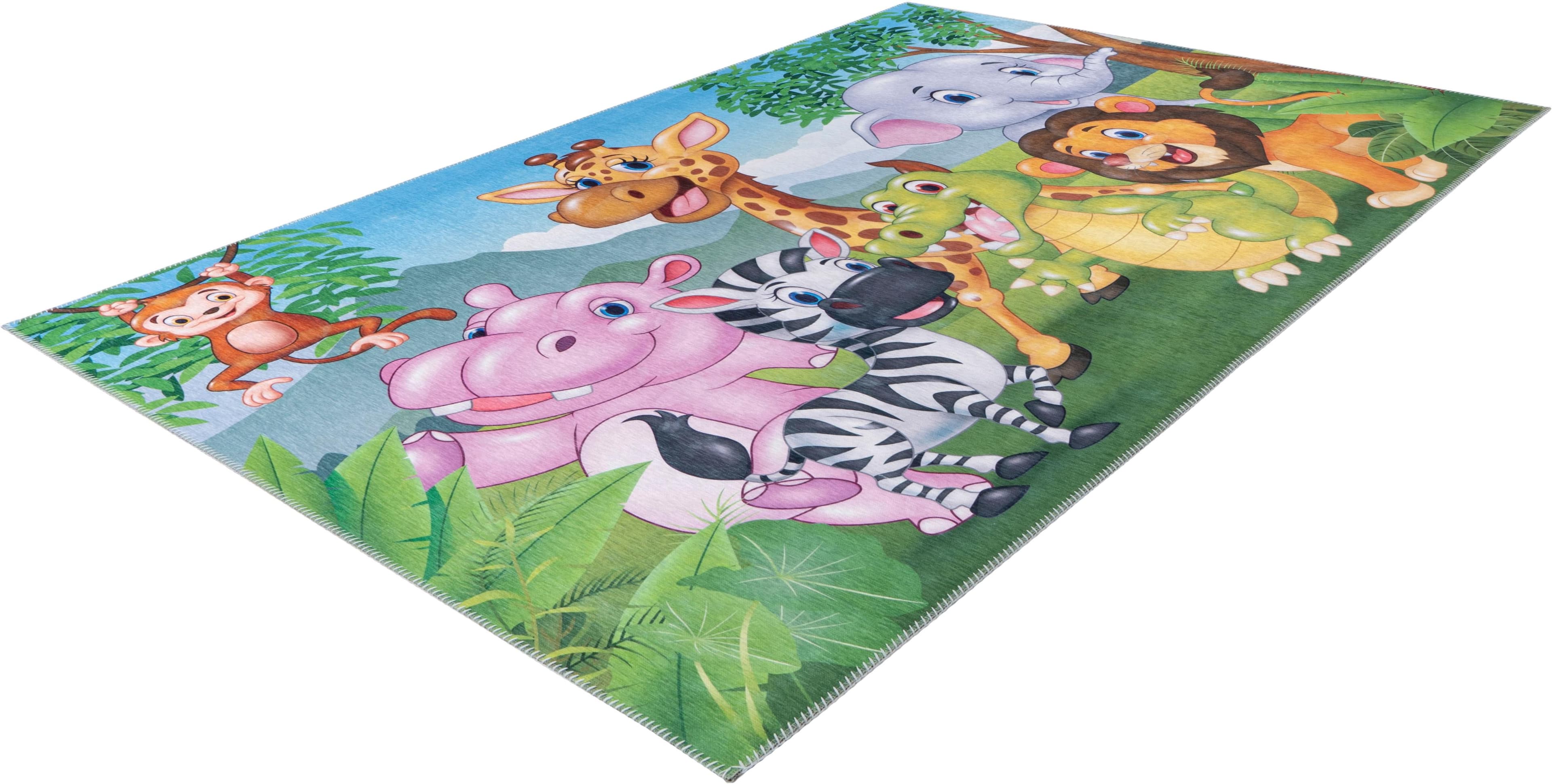OBSESSION Kinderteppich My Torino Kids 239 Grün Zootiere Motiv