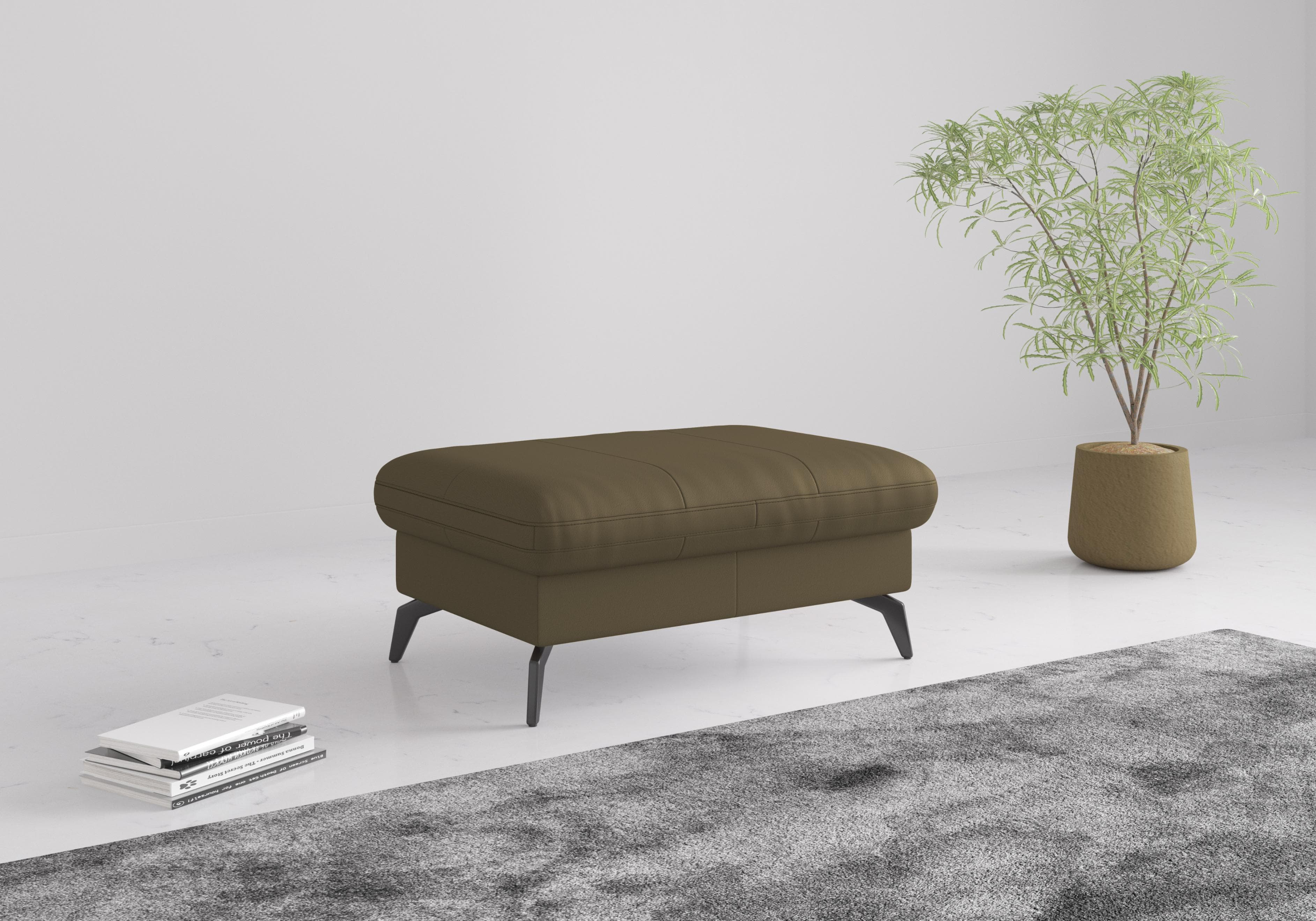 SIT & MORE Polsterhocker Morris mit Stauraum Olive