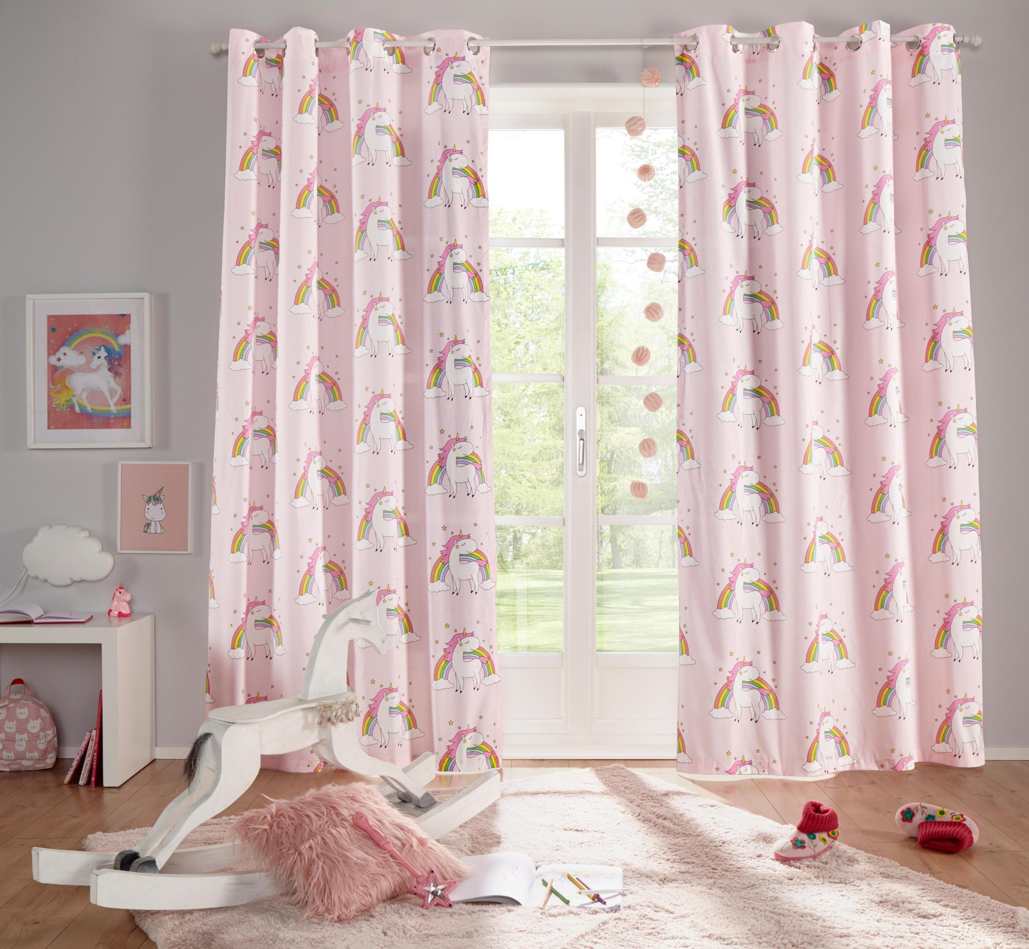 OTTO HOME Gardine Einhorn Pink Kinderzimmer