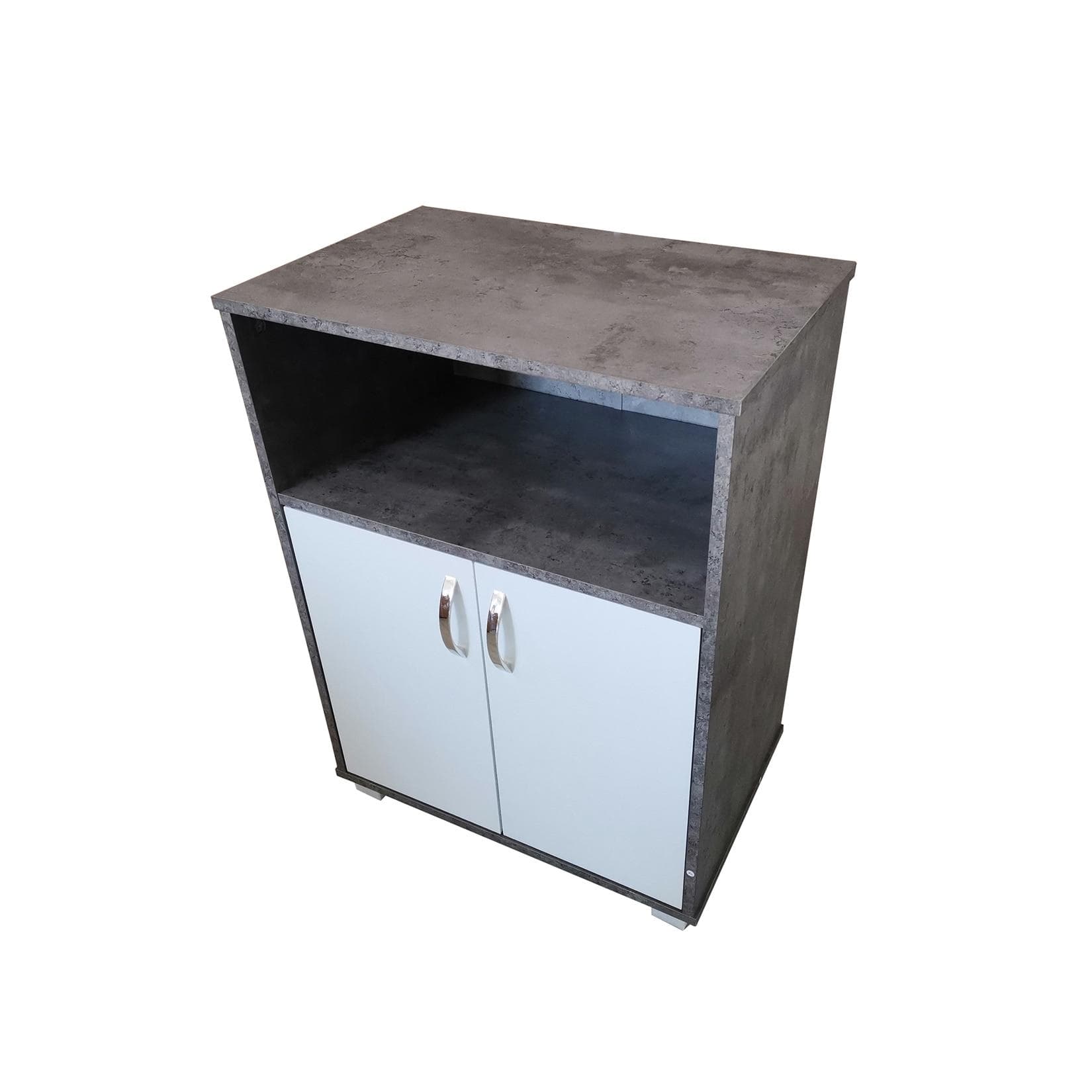 HTI-Living Hochschrank Küchenschrank Beton mit weißen Türen Blanca