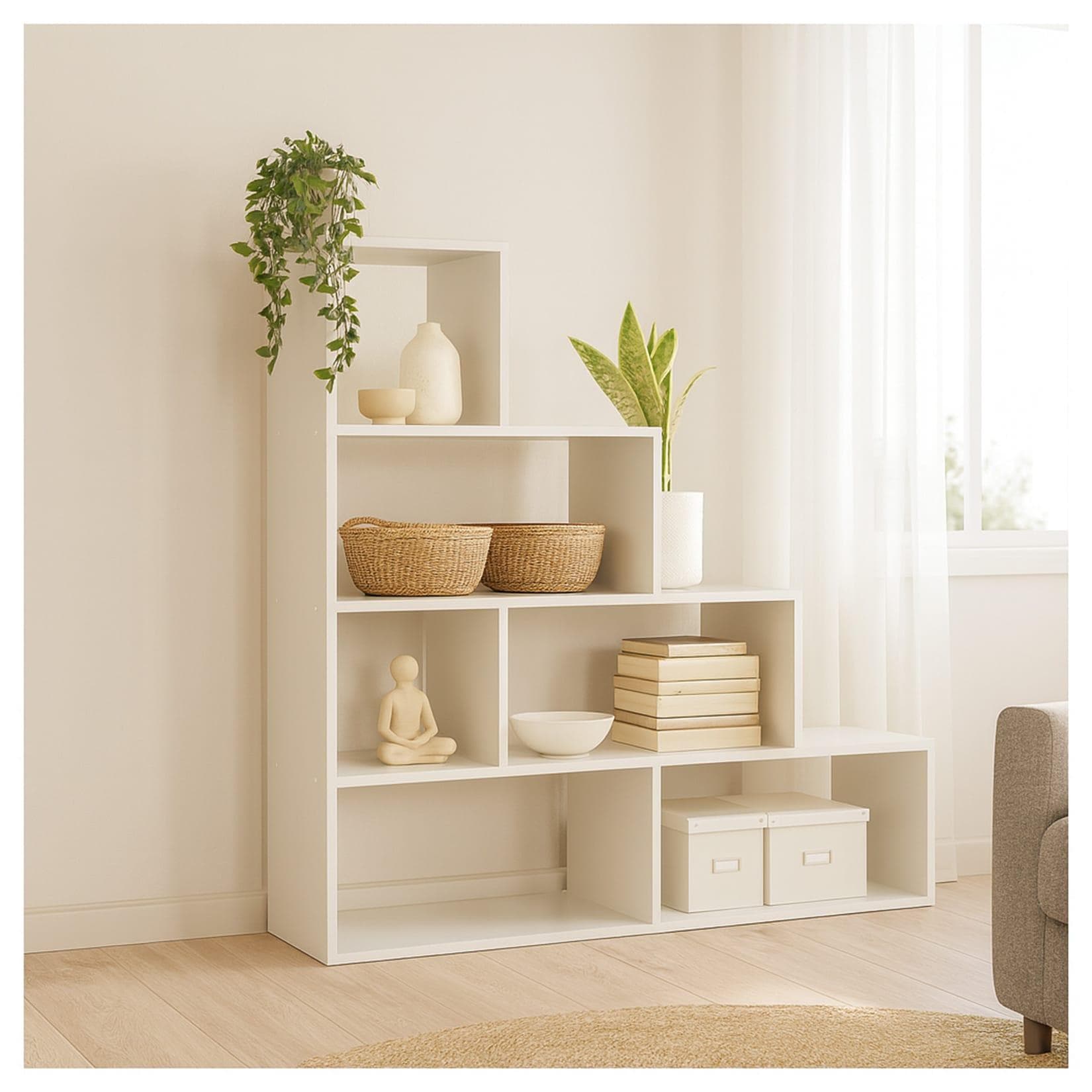 HTI-Living Stufenregal Weiß Raumteiler Bücherregal