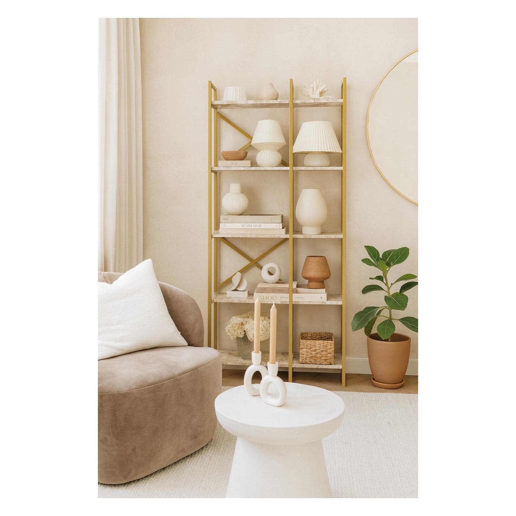 möbel direkt online Regalwand Standregal Cesar Weiß/Gold MDF Metall
