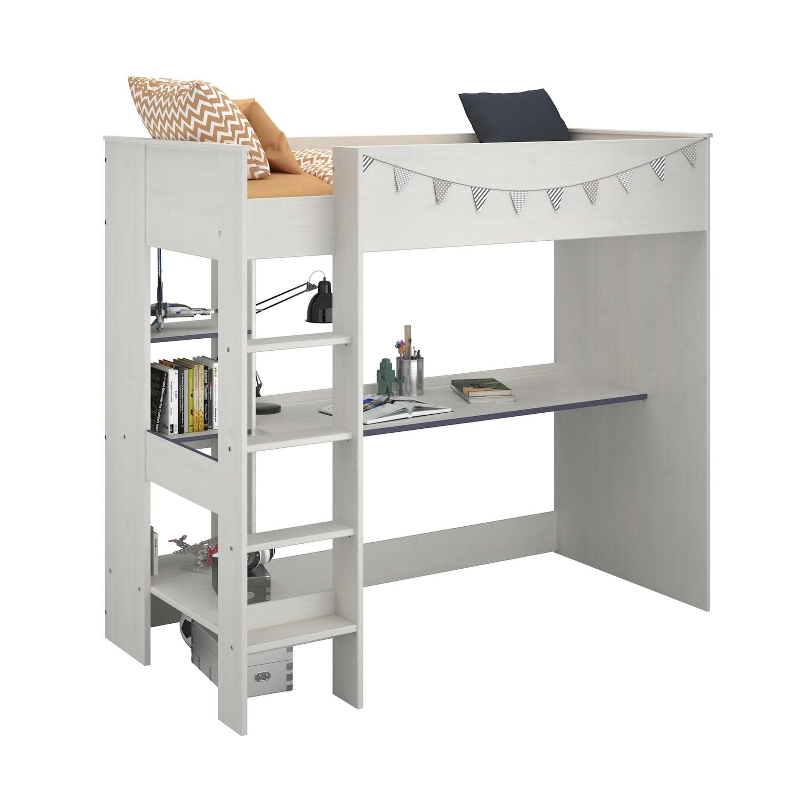 Parisot Hochbett mit Schreibtisch Smoozy 3a + 3b Blau oder Pink