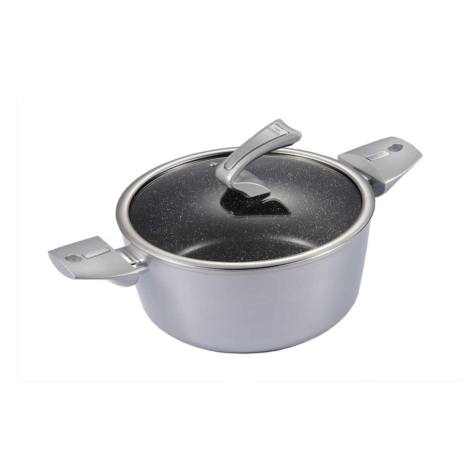 neuetischkultur Bratentopf Metallic Silber mit Glasdeckel