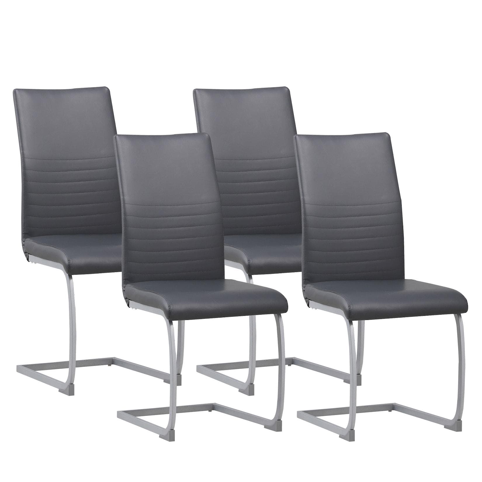 Albatros Freischwinger Stühle 4er Set MURANO Grau Kunstleder