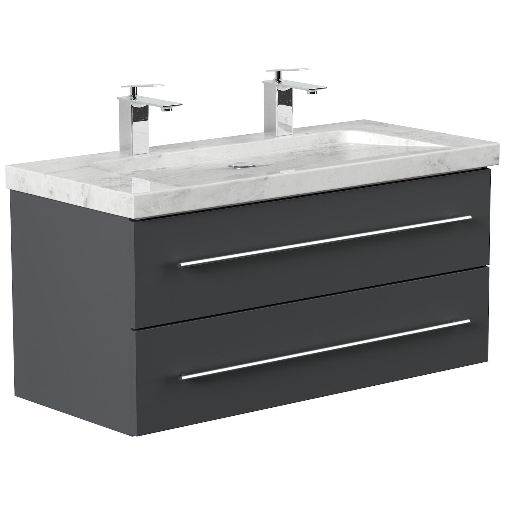 Posseik Badmöbel Marmor Carrara White 100 cm SoftClose