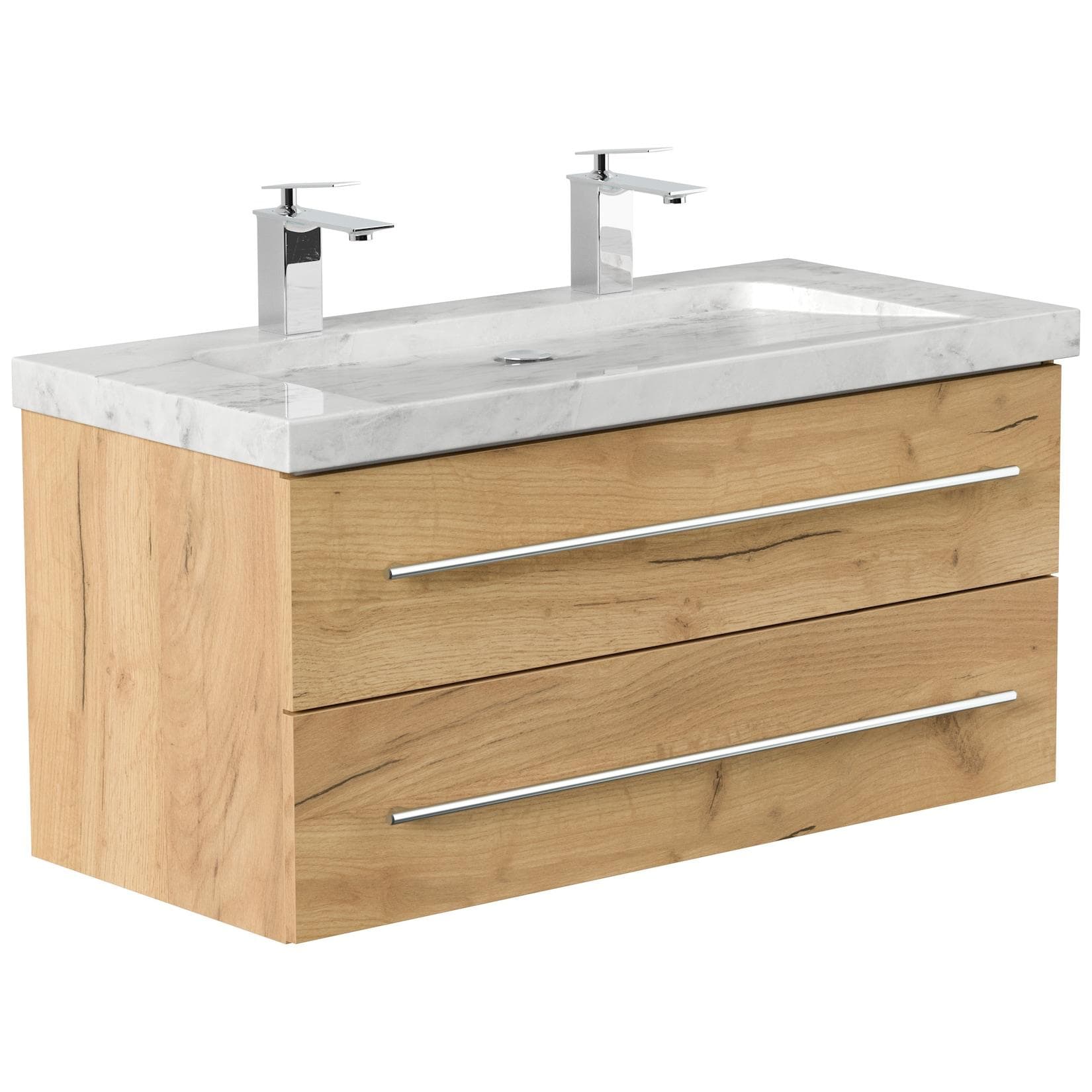 Posseik Badmöbel Marmor Carrara White YAMO 100 cm SoftClose