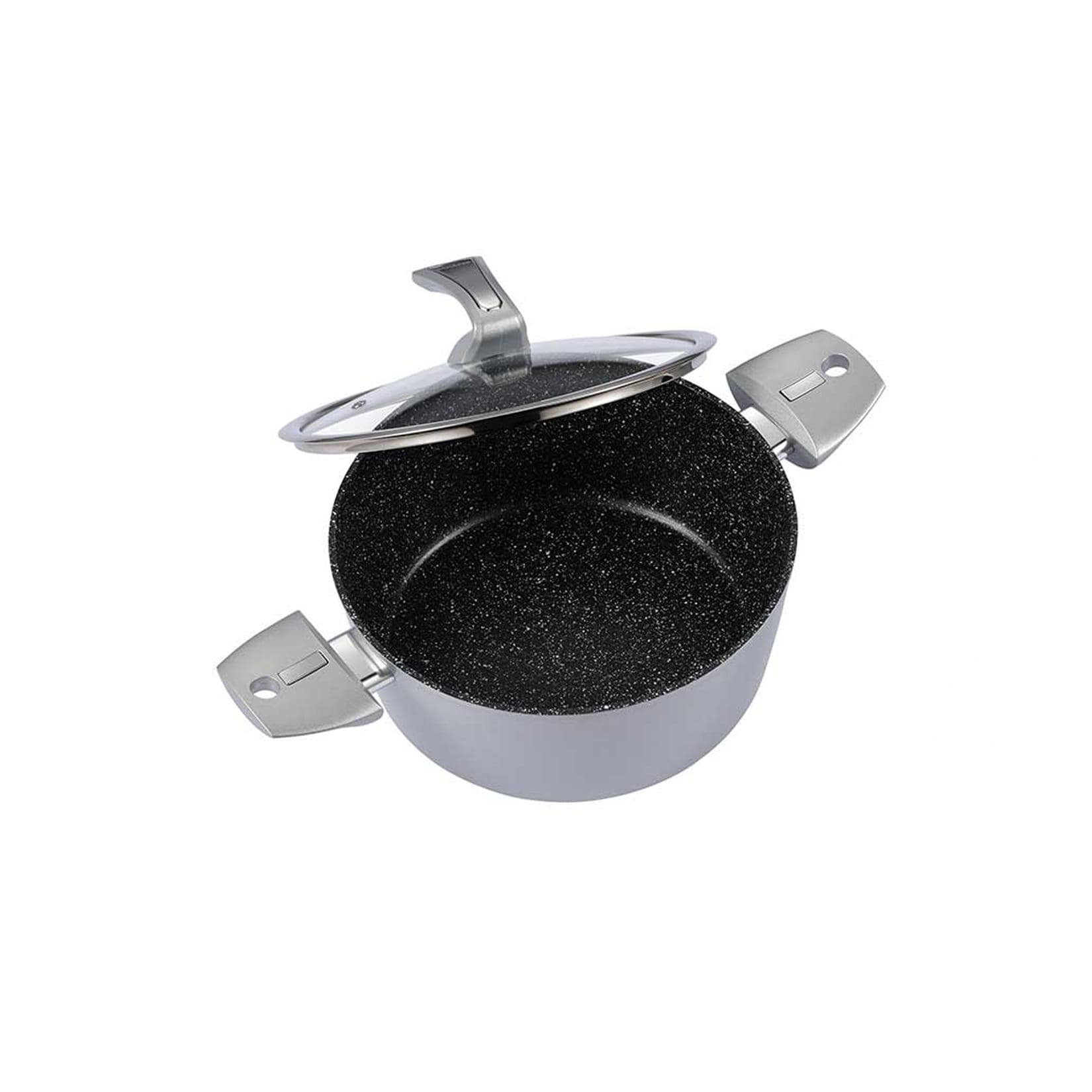 neuetischkultur Bratentopf 20 cm Metallic Silber mit Glasdeckel