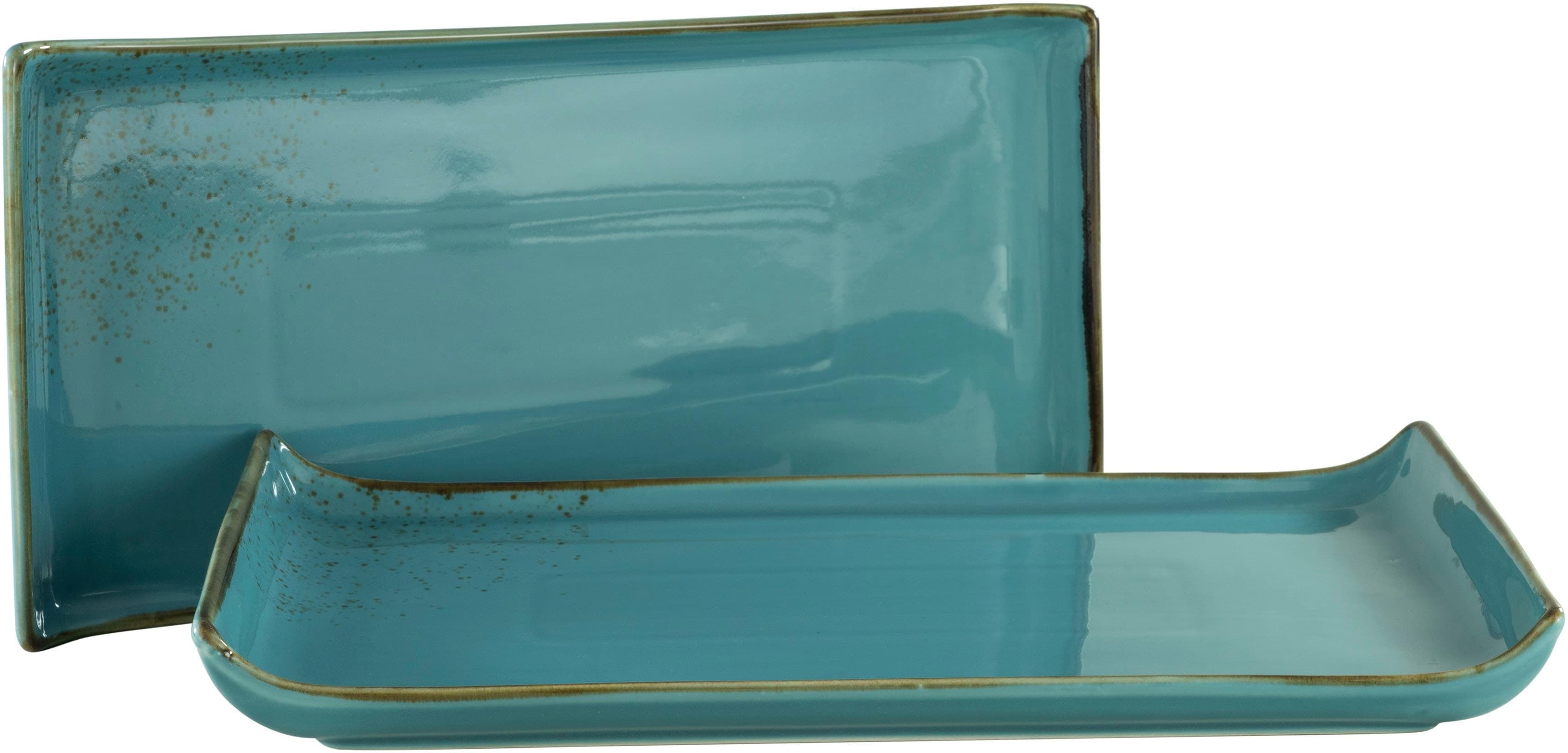CREATABLE Servierplatte Nature Collection Aquablau Steinzeug 2-tlg.