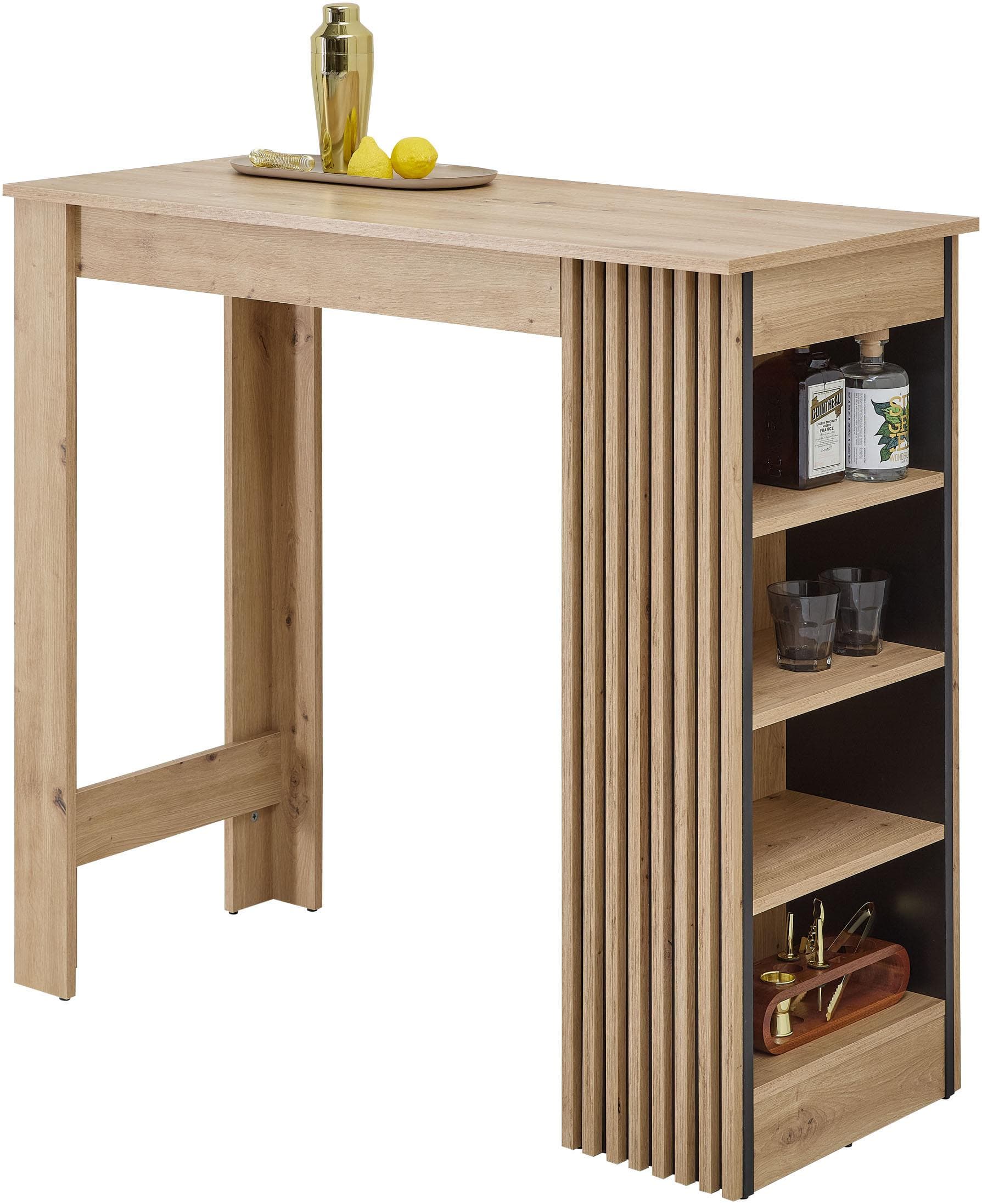 Mid.you Bartisch Schwarz Streifen Holzwerkstoff