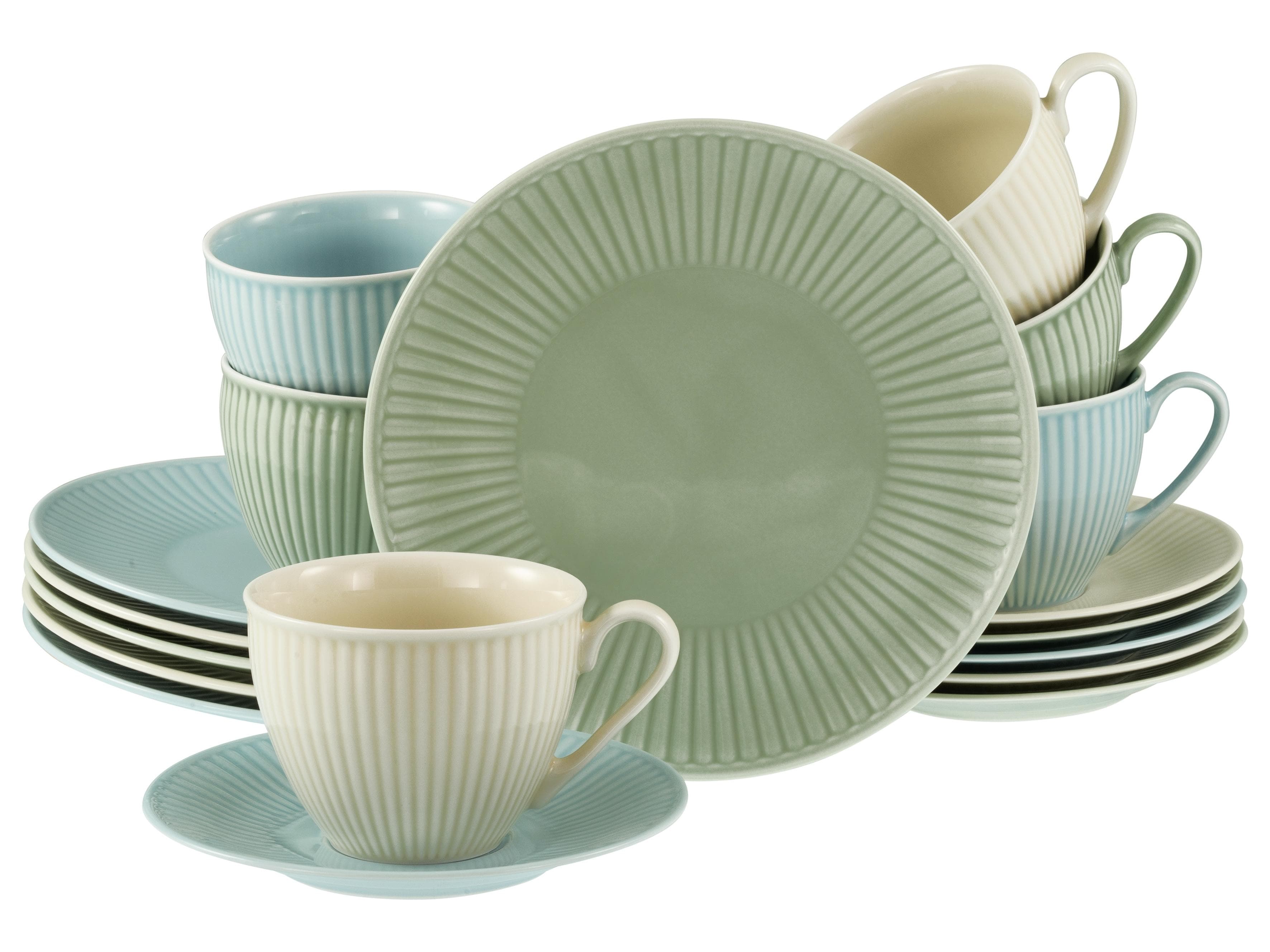 CREATABLE Kaffeeservice Valencia Pastell 18-tlg. Bunt Porzellan