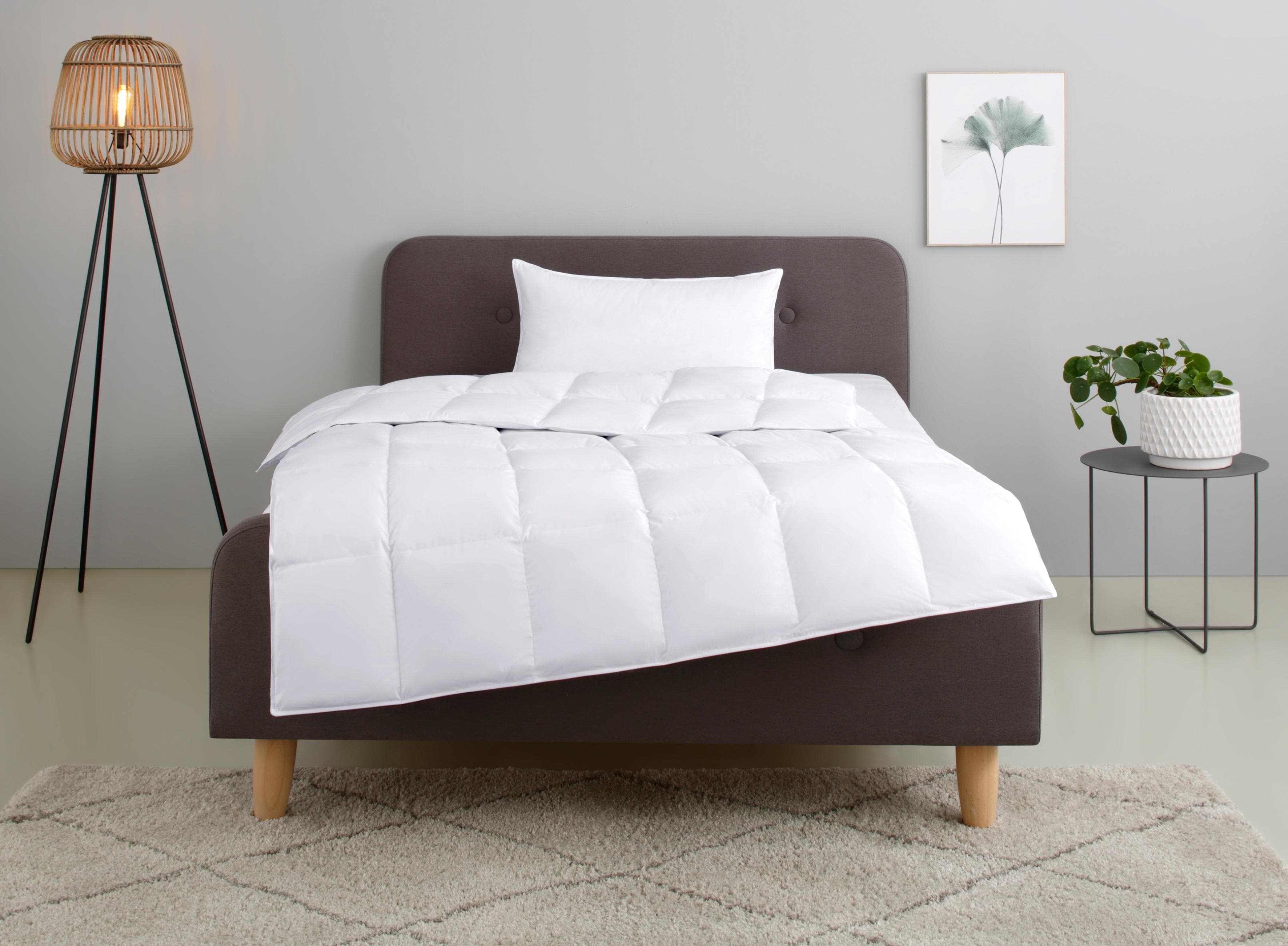 OTTO HOME Irah Bettdecke + Kopfkissen Set Weiß Baumwolle