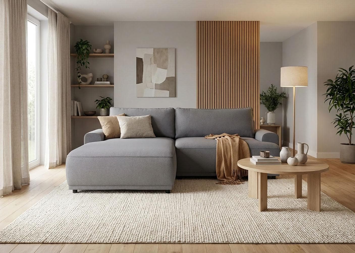 Trendmanufaktur Ecksofa Fordon L-Form mit Bettkasten Anthrazit
