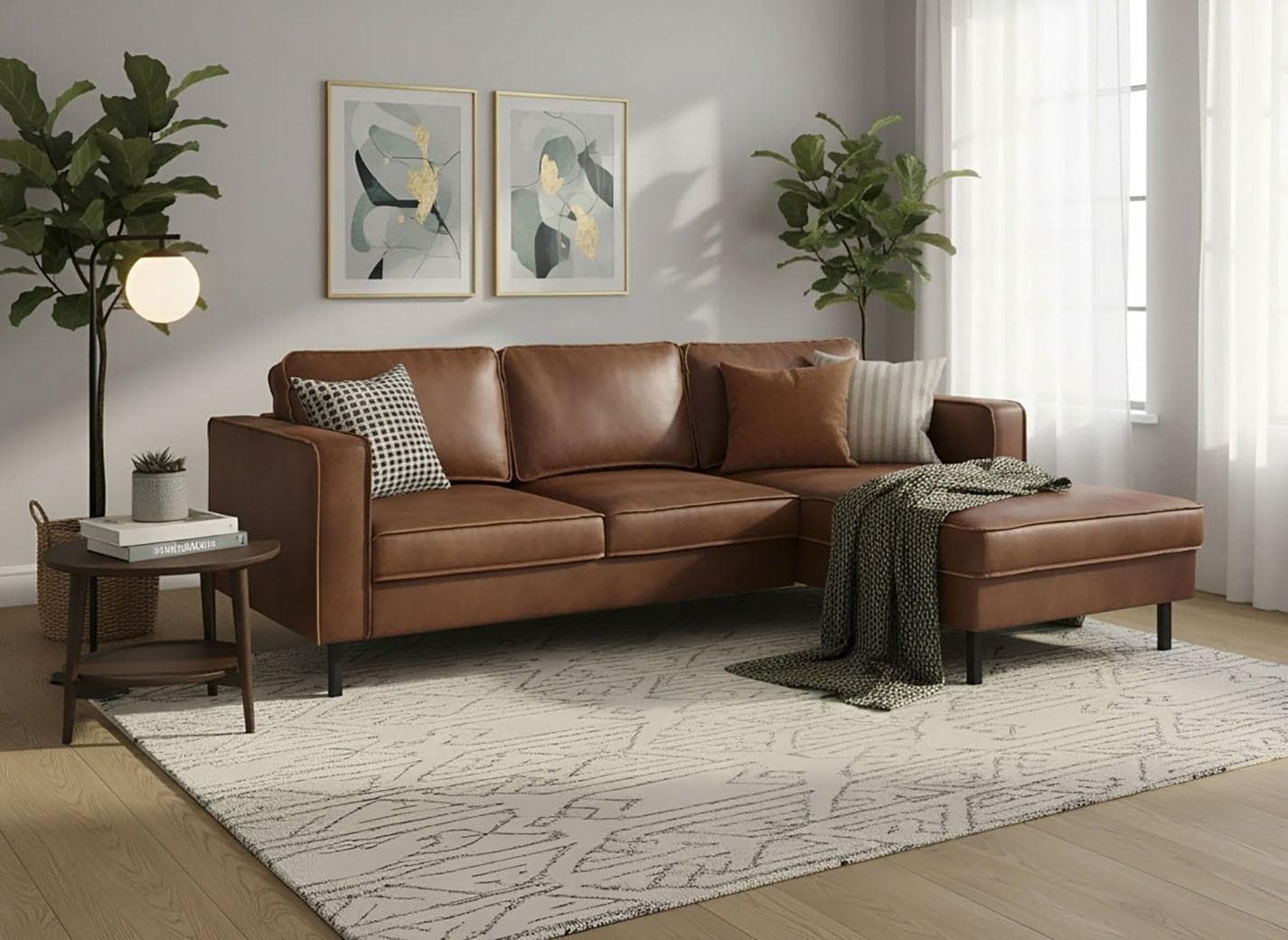 HOME AFFAIRE Ecksofa Watkins L-Form Cognac Microfaser Lederoptik