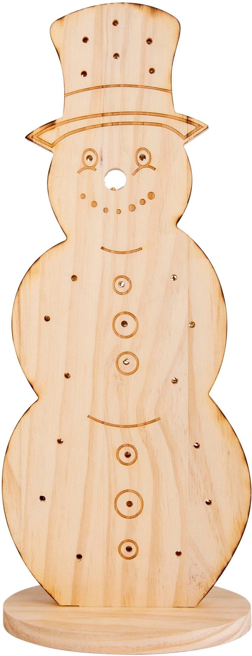 NÄVE LED Schneemann Weihnachtsdeko Holz 80cm Natur