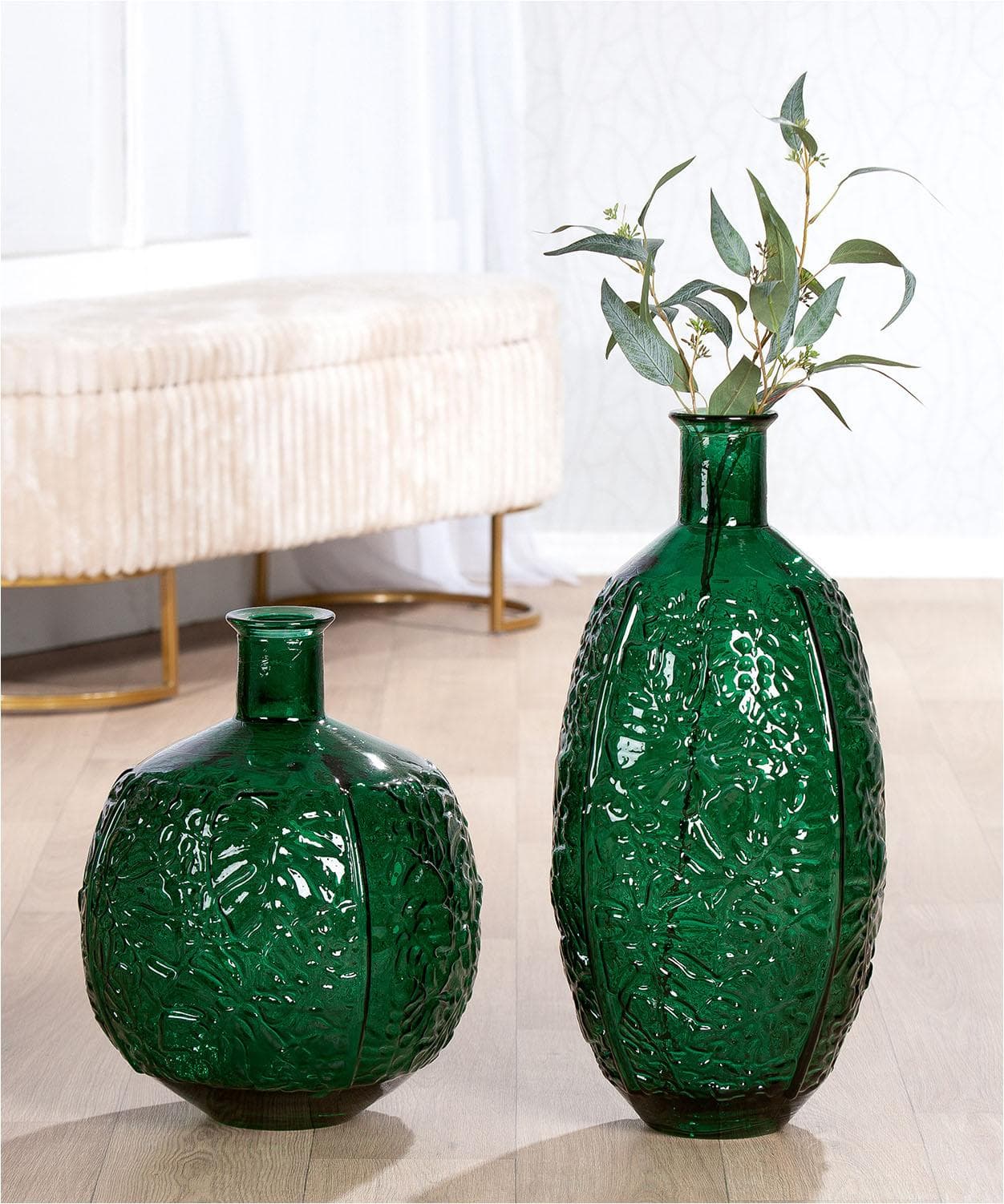 GILDE Bodenvase Dschungel Grün Glas