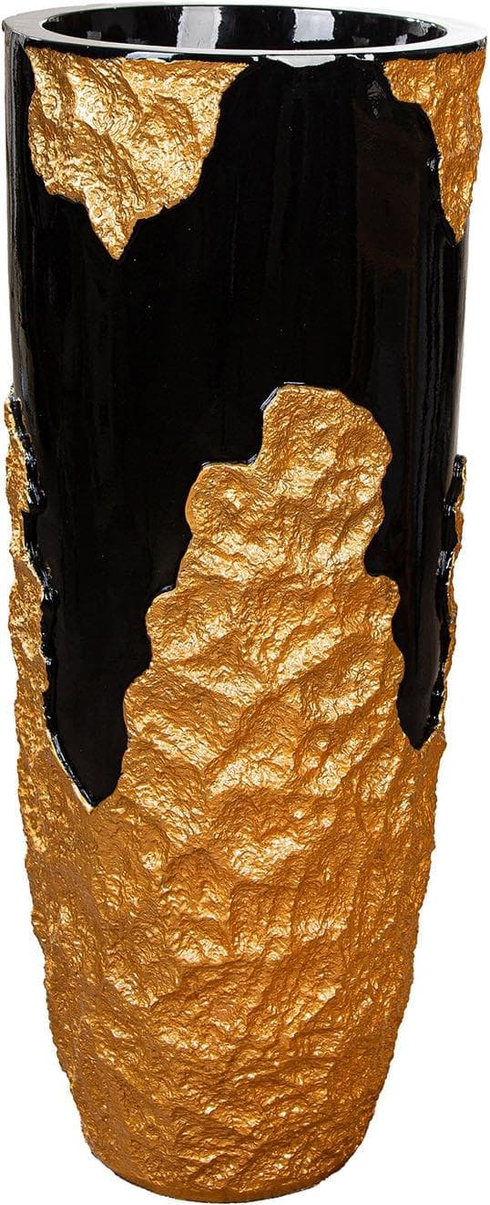 GILDE Übertopf Famosa XXL rund Gold Schwarz Fiberglas