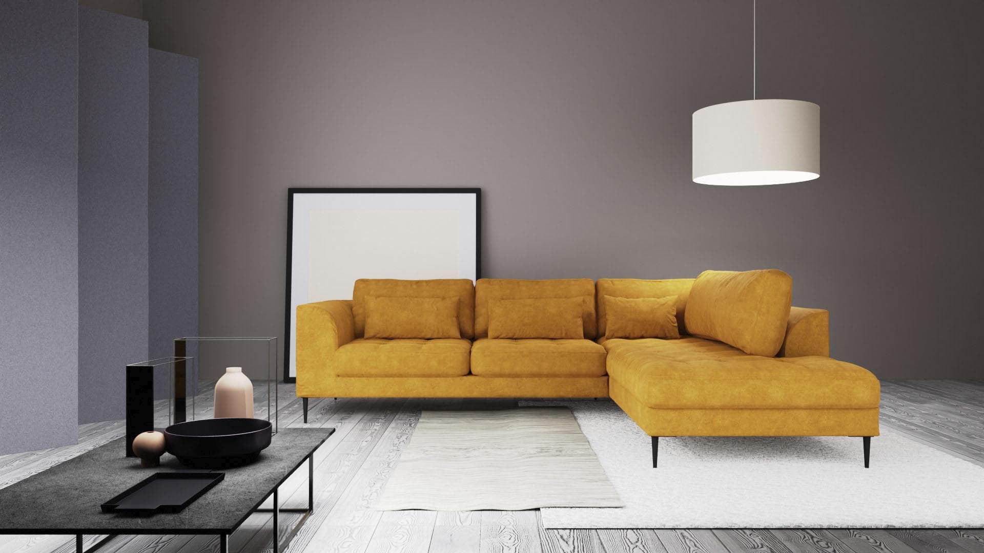 Trendmanufaktur Ecksofa Luzi mit Schlaffunktion und Bettkasten in Orange