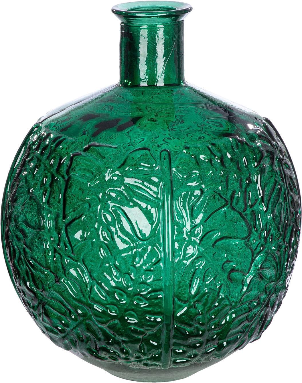 GILDE Tischvase Dschungel Grün Glas Blattmotiv