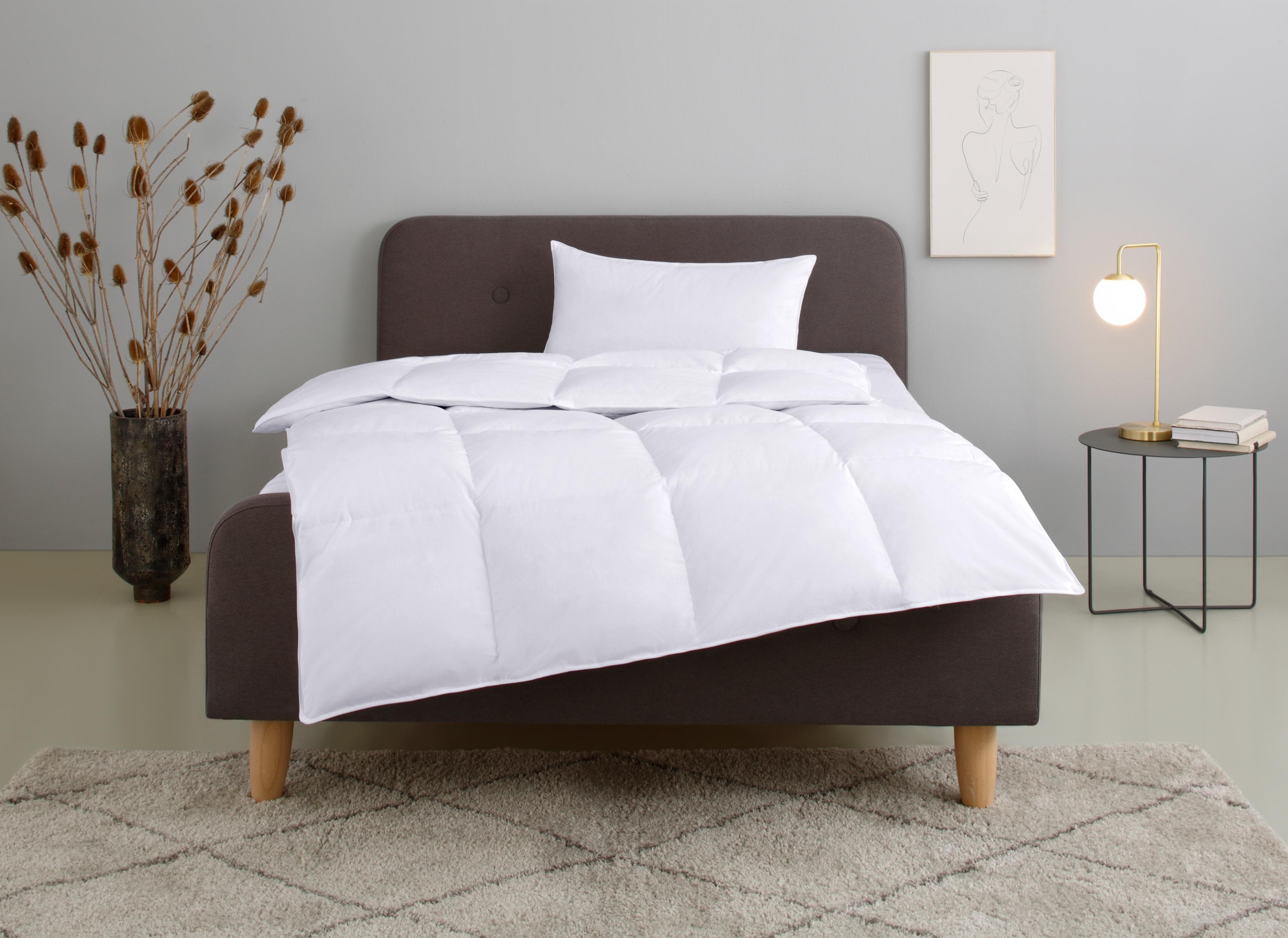 OTTO HOME Daunendecke Set Weiß Extrawarm Baumwolle