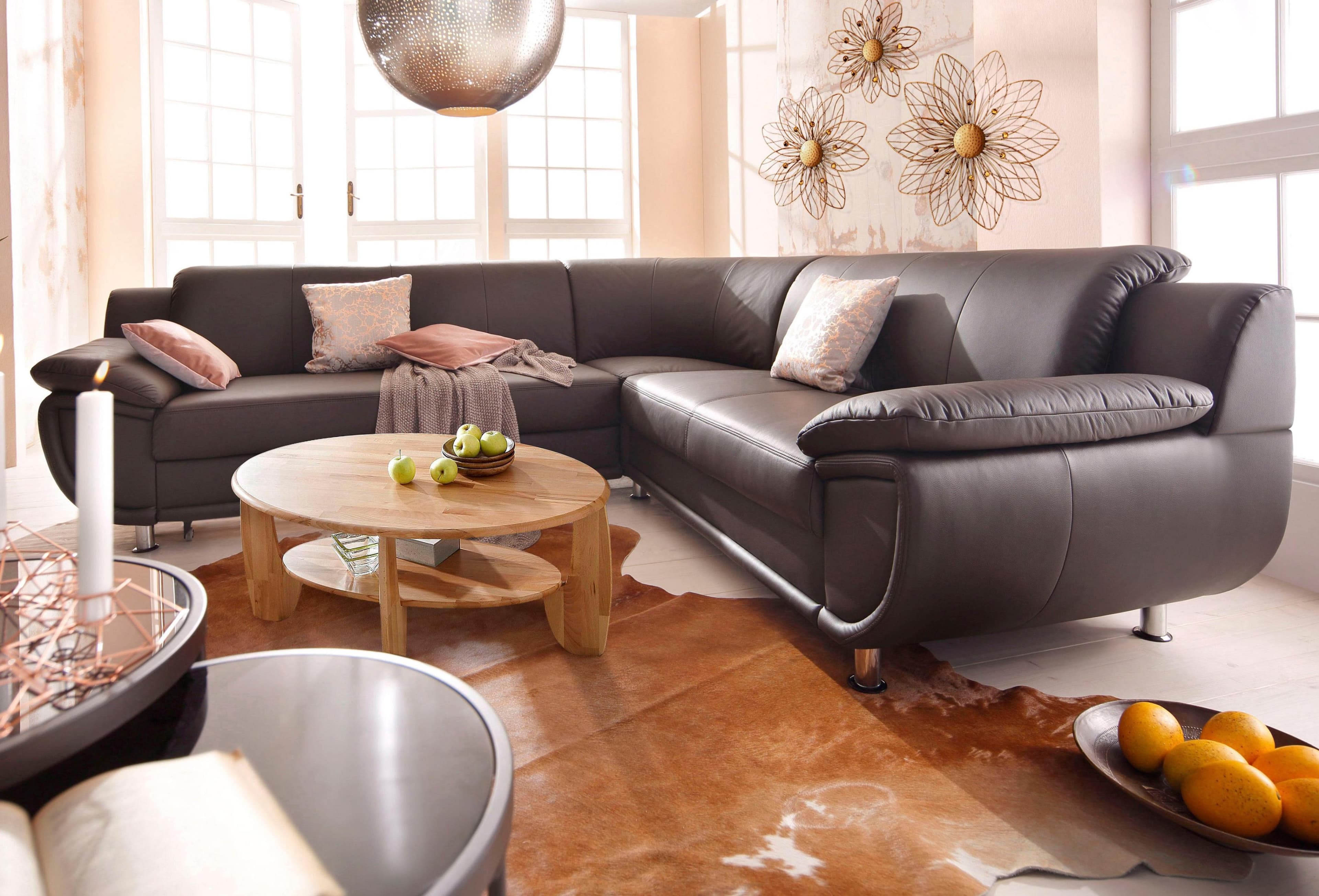 Ecksofa TRENDMANUFAKTUR Rondo mit Schlaffunktion und breiten Armlehnen