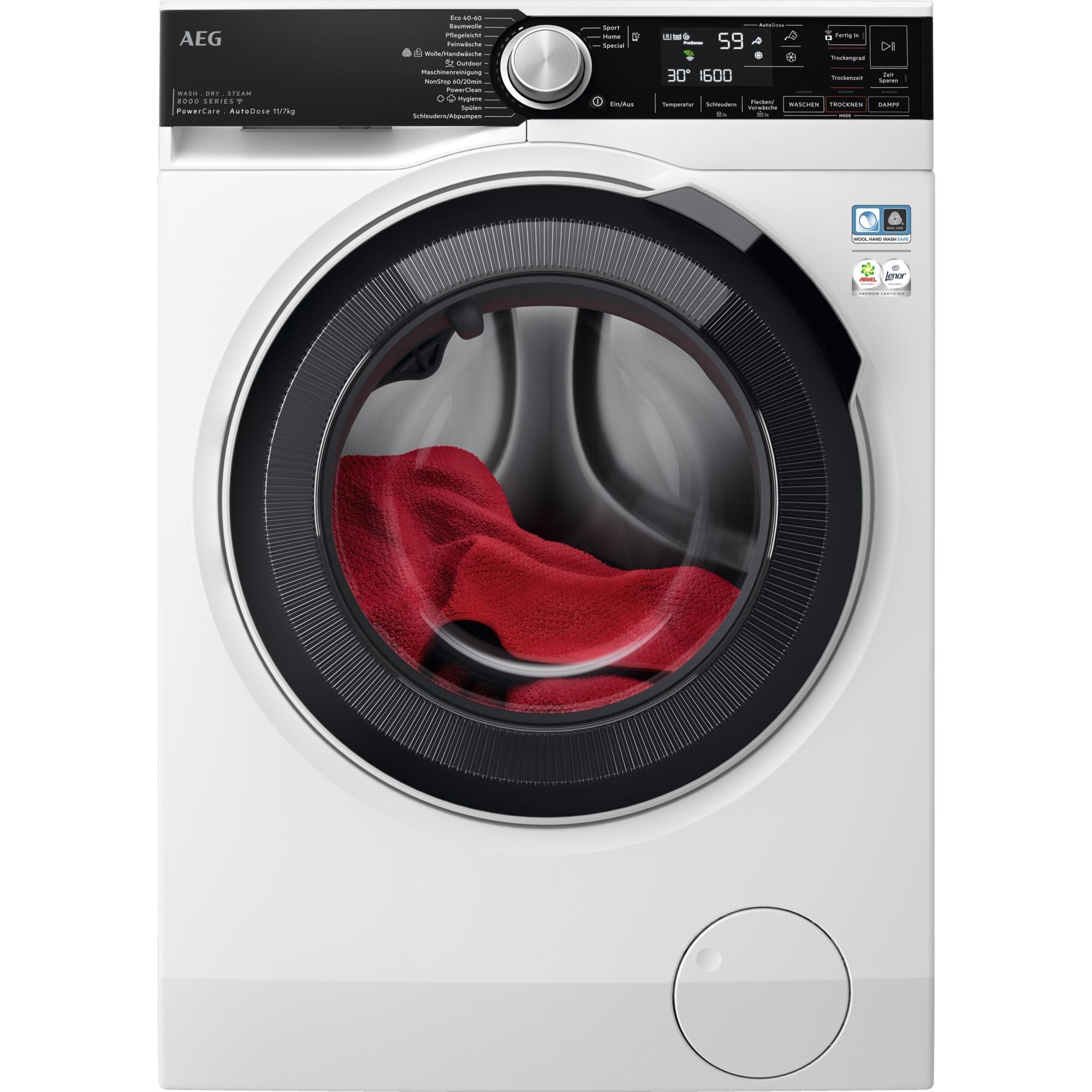 AEG Waschtrockner LWR8D80610 Weiß mit ProSteam®-Technologie