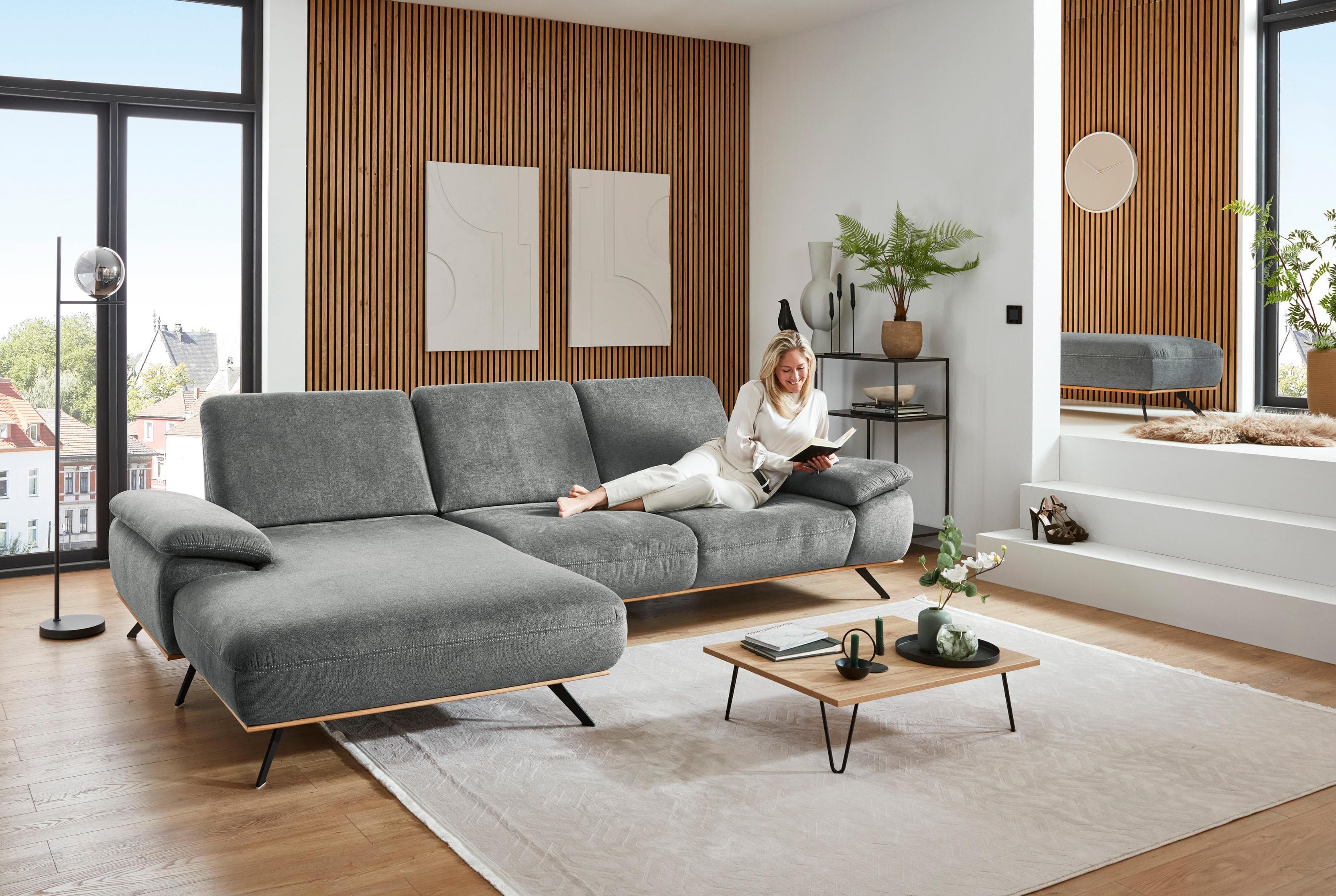 Ecksofa DIE PLANBAR Cyber Grau mit Ottomane