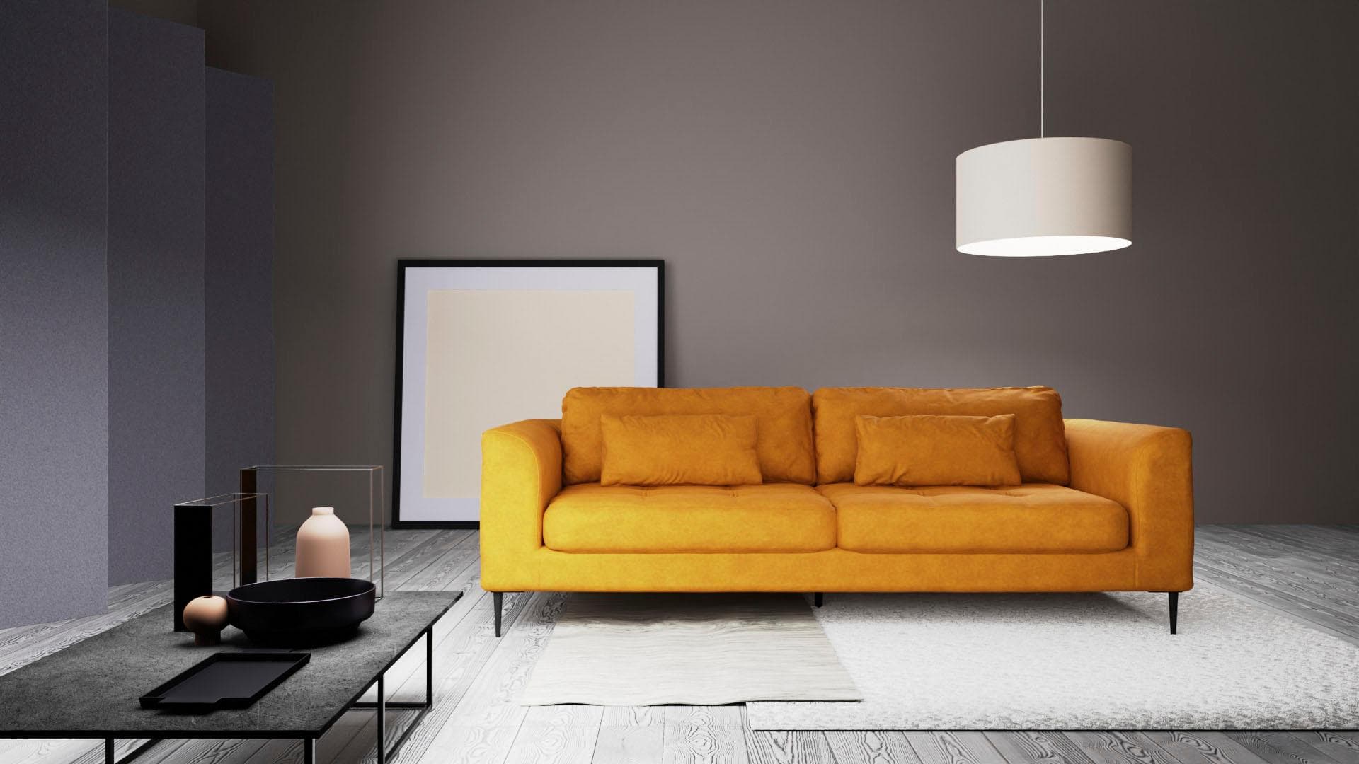 Trendmanufaktur Sofa Luzi 3-Sitzer Golden Orange Velour