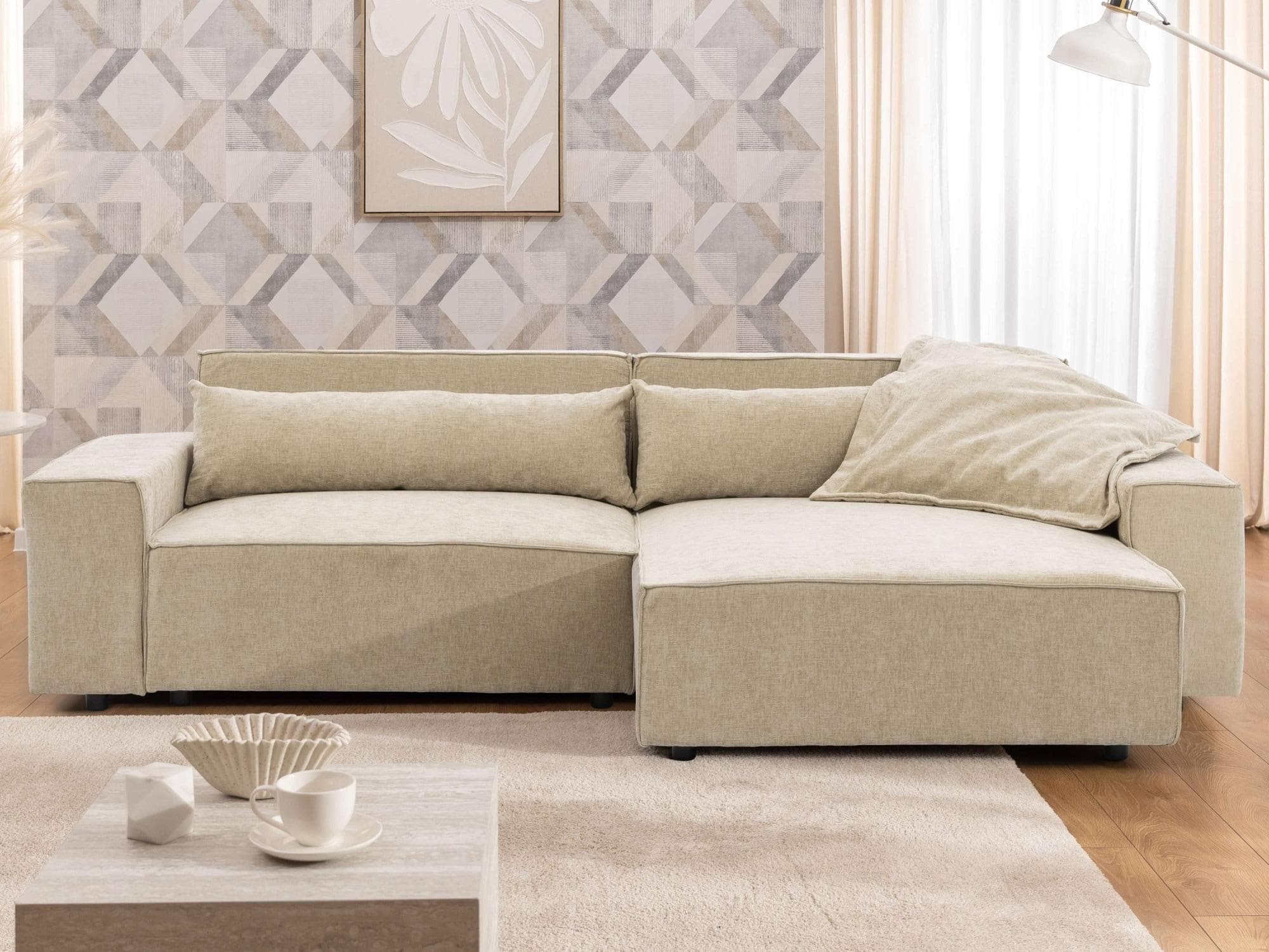OTTO HOME KINLEE Ecksofa Beige L-Form mit Recamiere