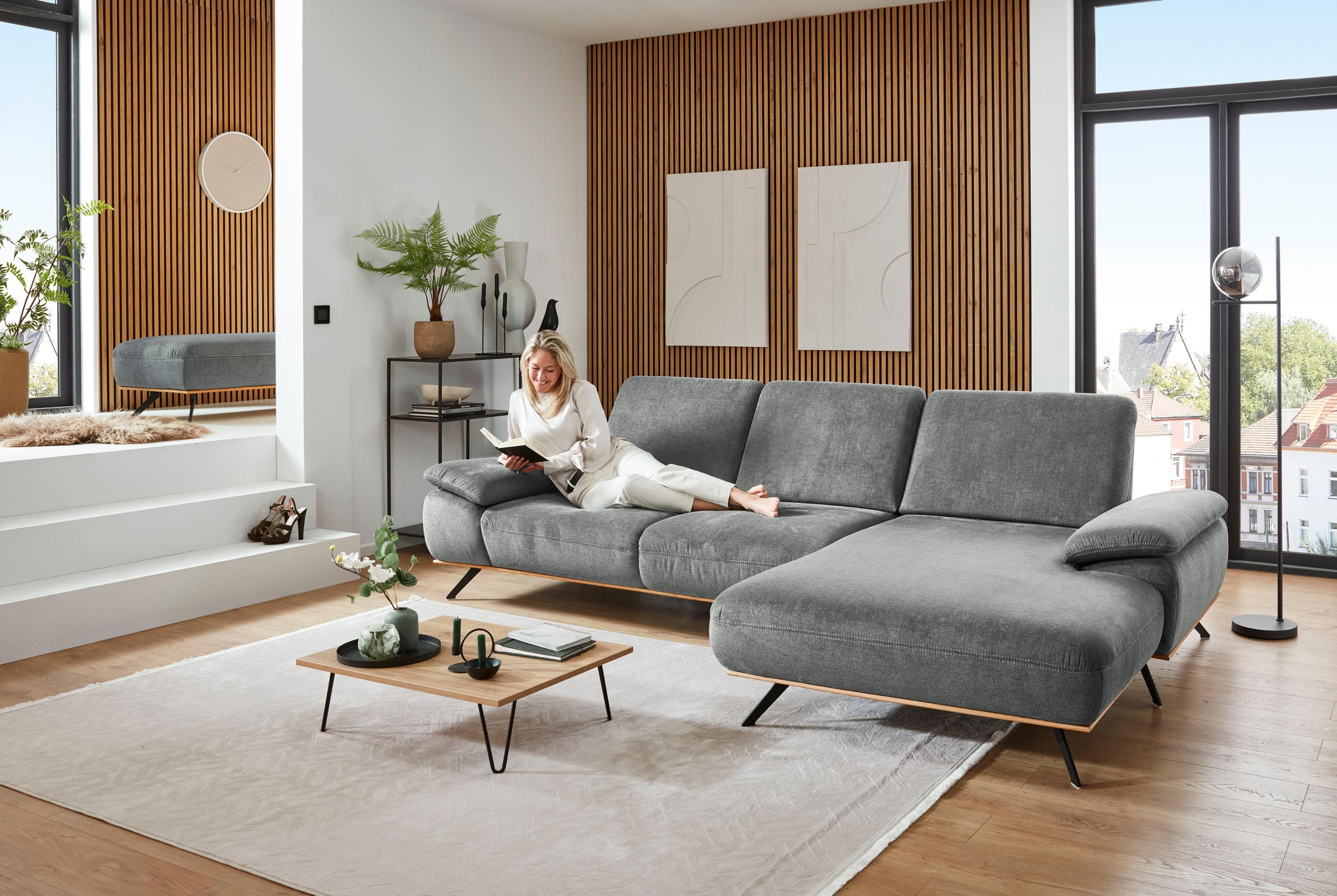 Ecksofa DIE PLANBAR mit Sitztiefenverstellung Cyber Grau