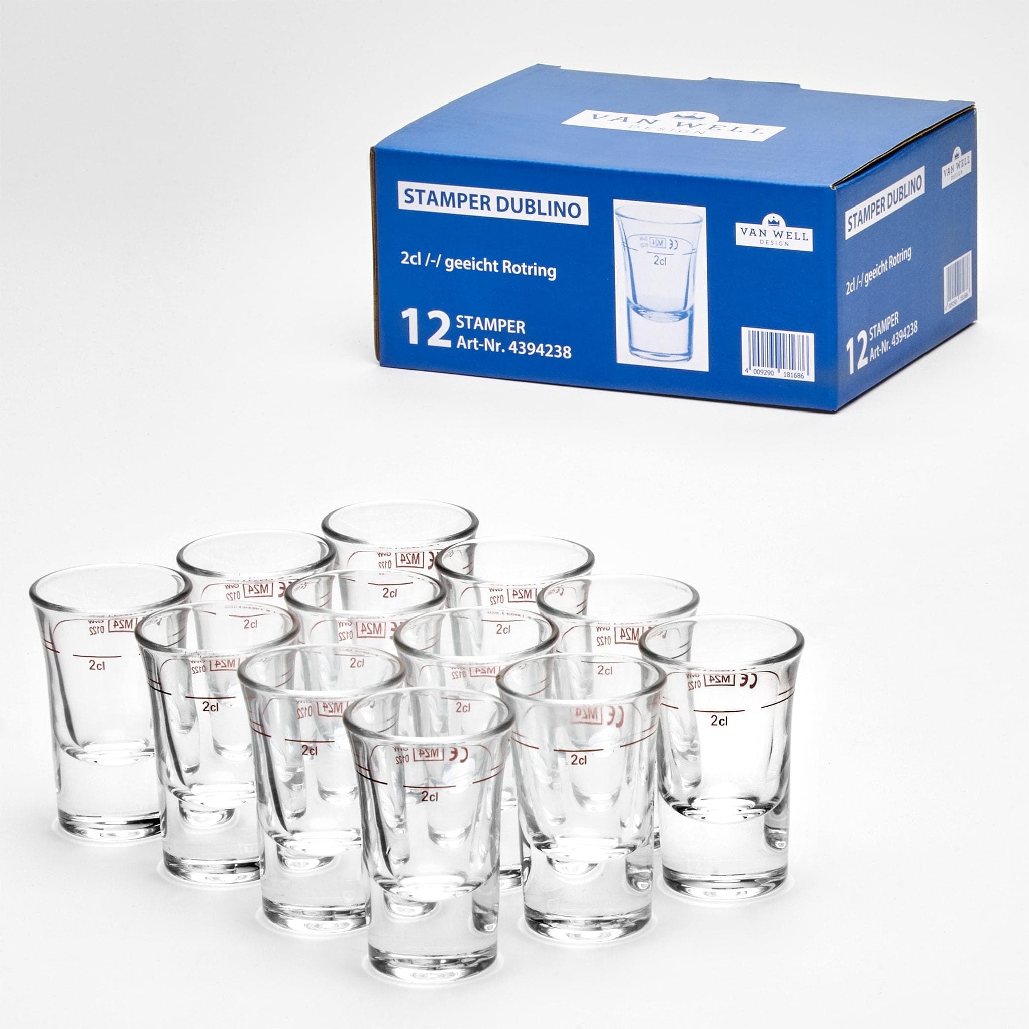 VAN WELL Stamper Dublino 2cl Rotring Schnapsgläser 12-tlg transparent