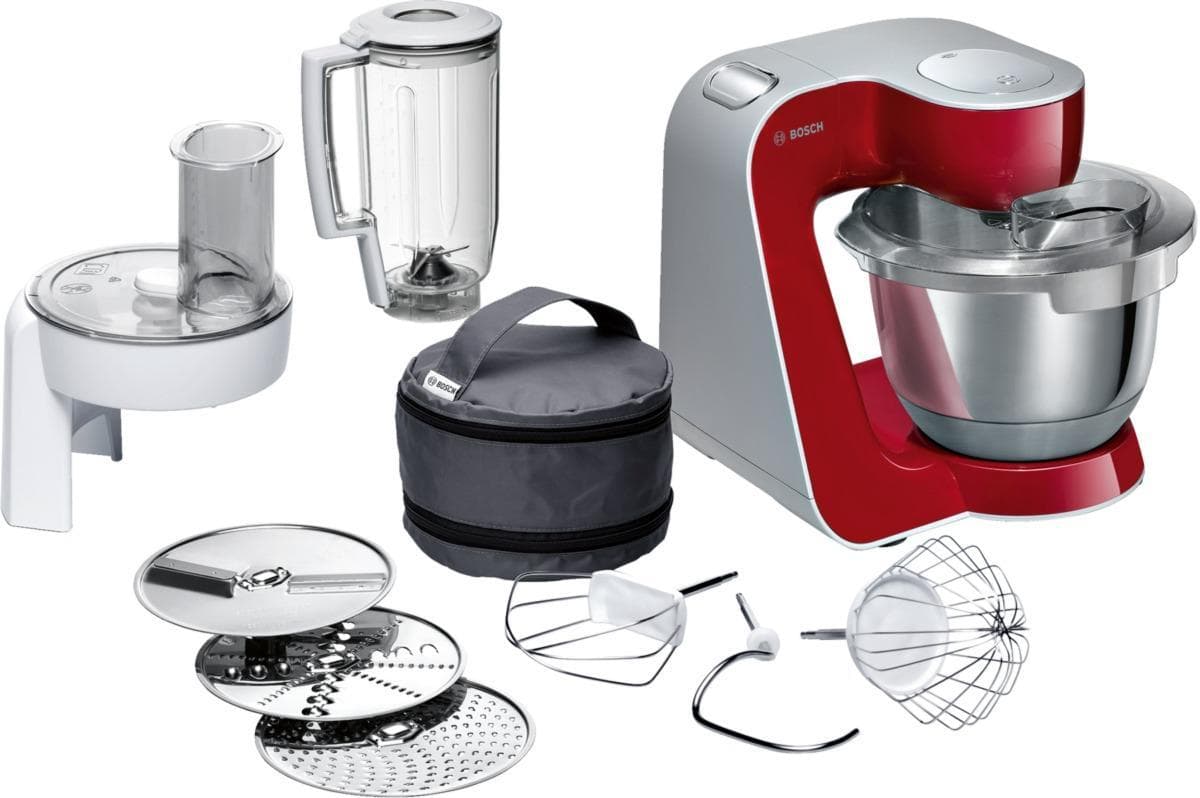 Moderne Küchenmaschine aus Edelstahl und Silikon