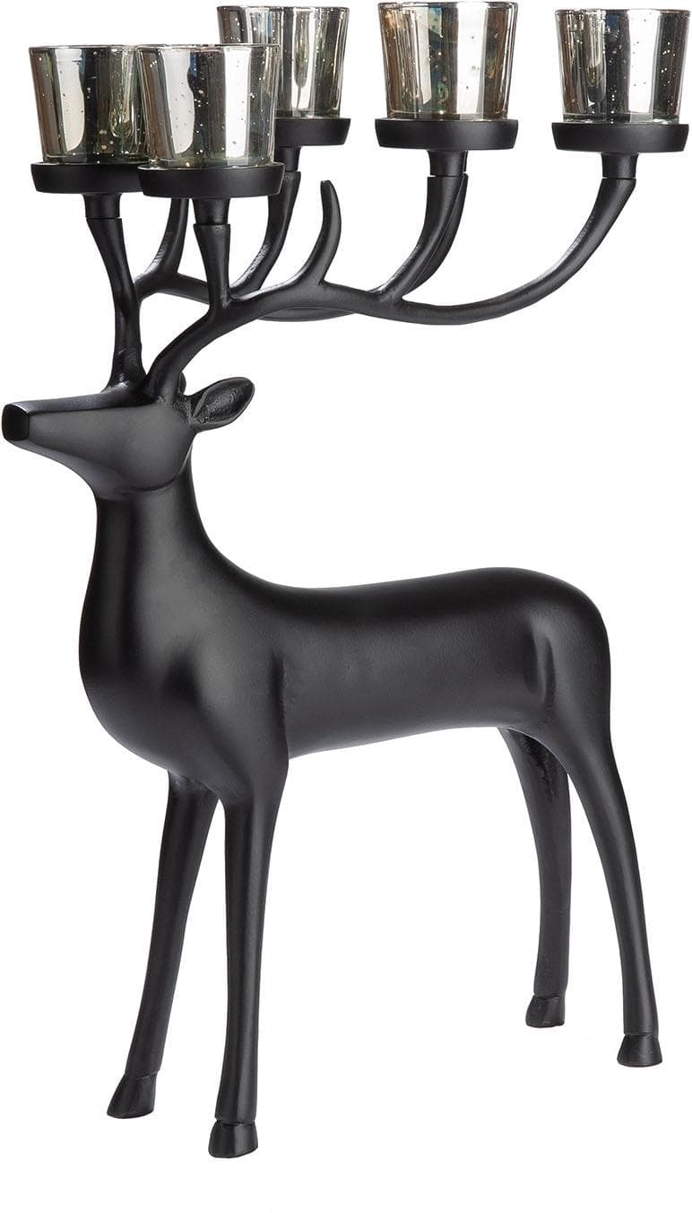 GILDE Skulptur Hirsch Ciervo Schwarz Aluminium Deko