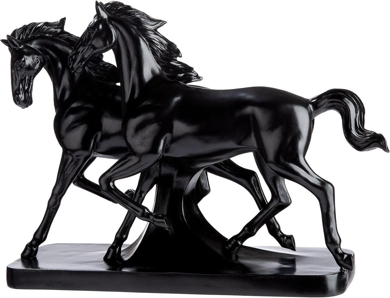 GILDE Skulptur Pferd Luna & Casanova Schwarz Kunstharz