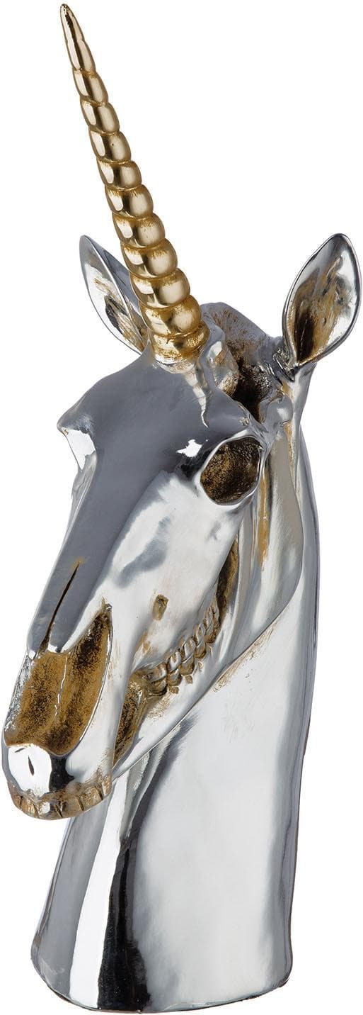 GILDE Skulptur Einhorn Aurex Silber Kunstharz Dekofigur