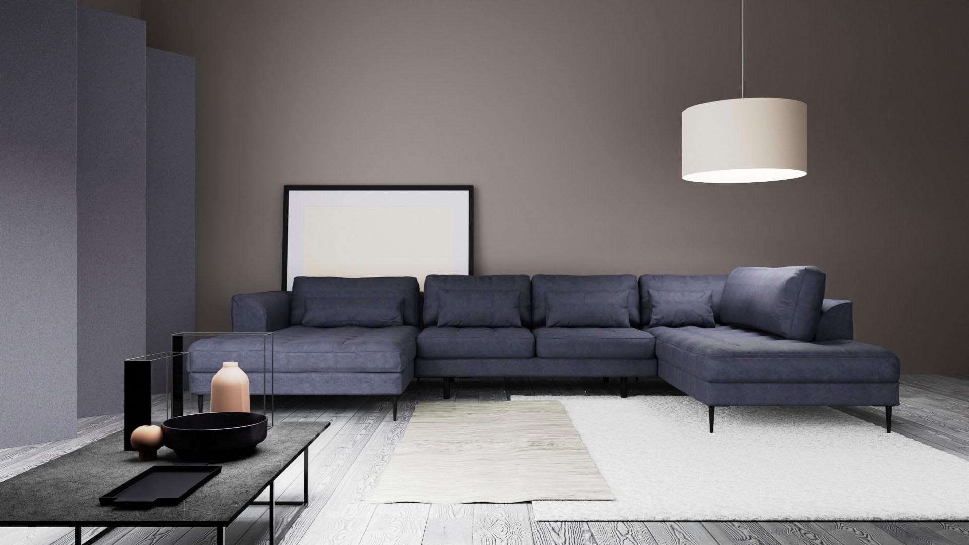 Wohnlandschaft Blau (moonlight ocean) aus Polyester und Metall