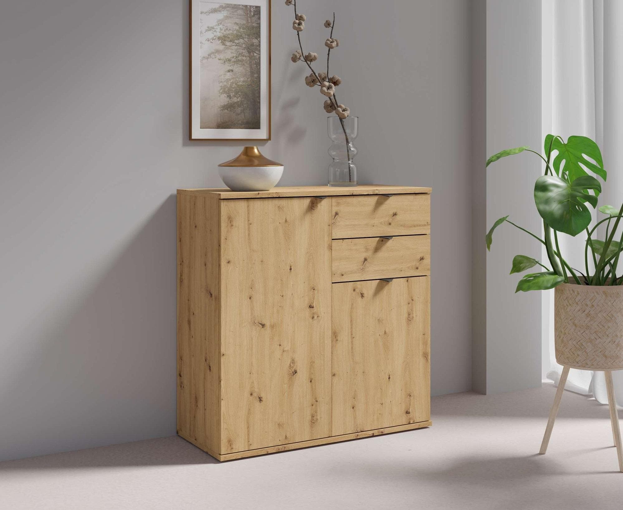Home Affaire THALIANA Kommode Eiche 2 Türen 2 Schubladen