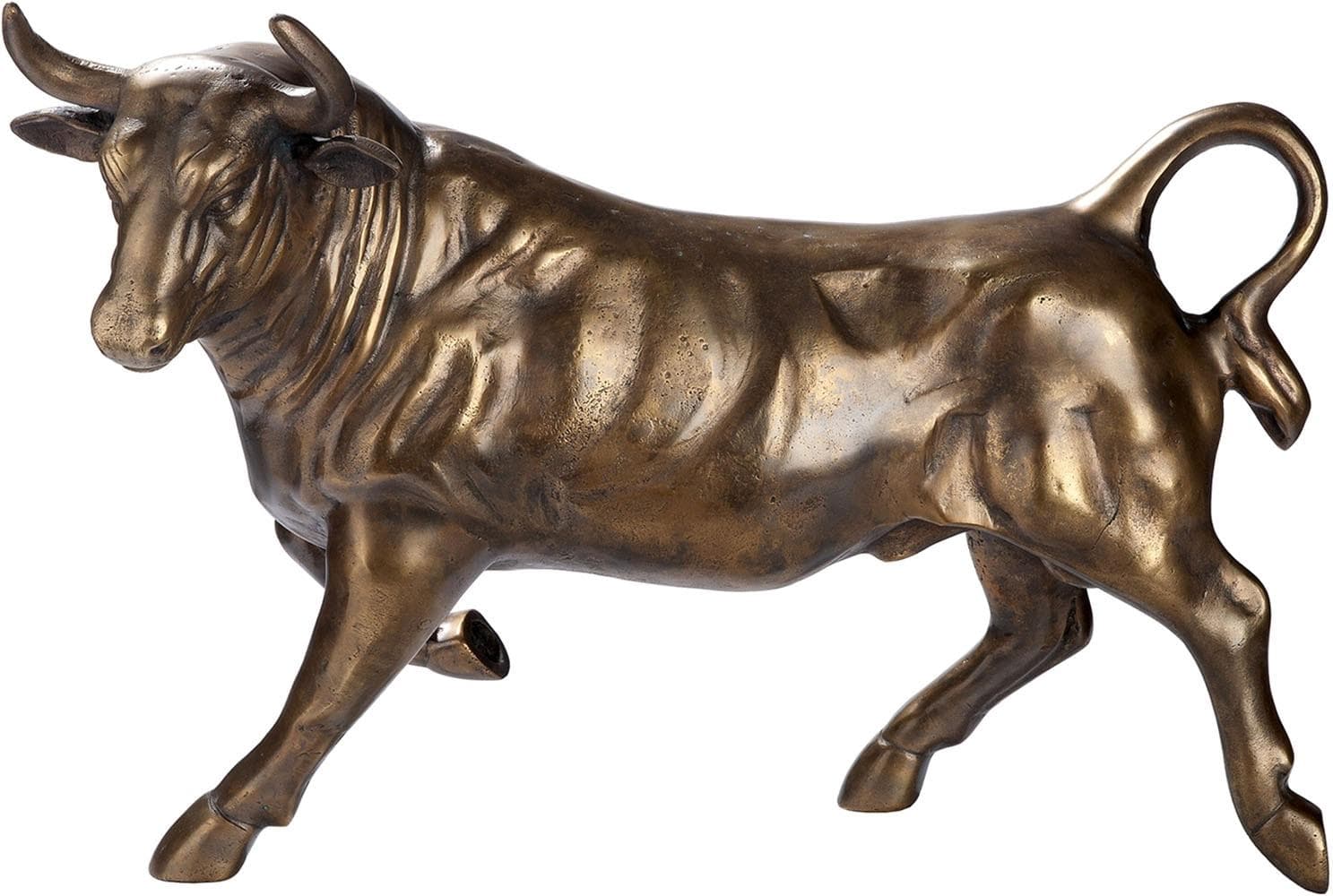 Gilde Skulptur Stier Bull bronzefarben Aluminium Deko