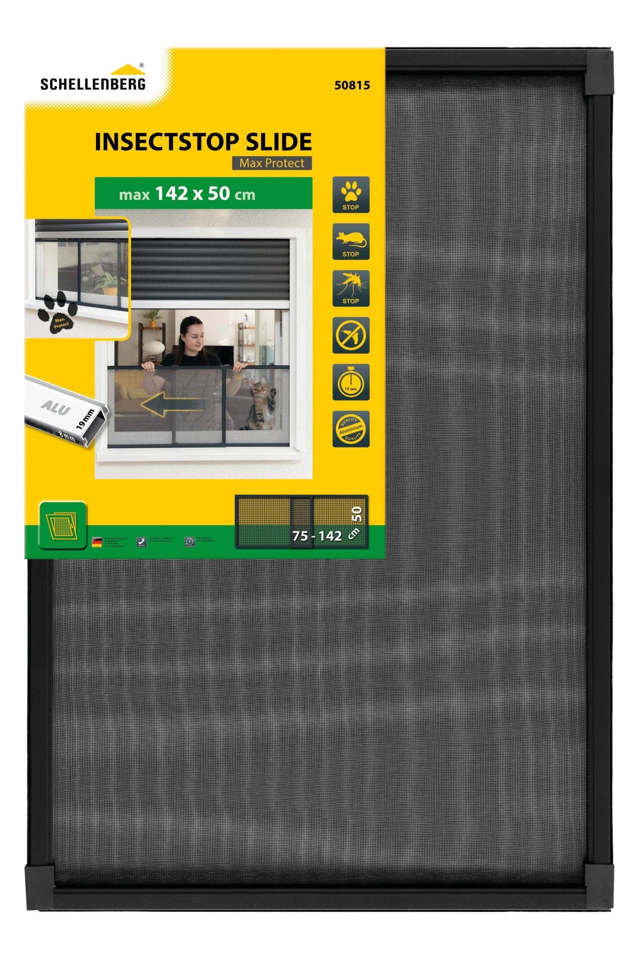 Insektenschutz-Fensterrahmen SCHELLENBERG Insectstop Slide Aluminiumgewebe