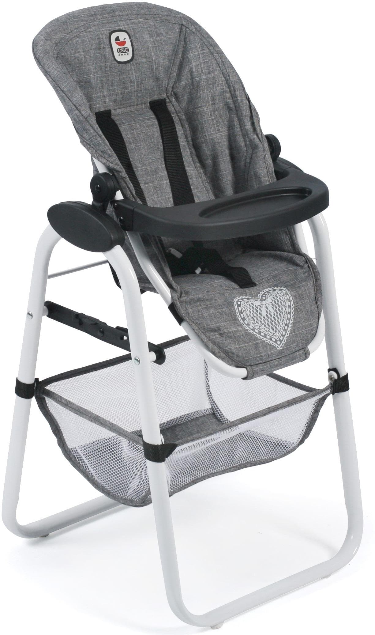 CHIC2000 Puppenhochstuhl Jeans Grey mit abnehmbarem Tablett
