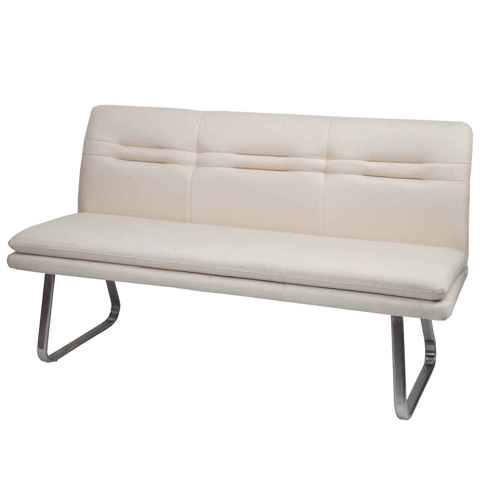 Sitzbank MCW-H70 Esszimmerbank Creme-beige Stoff Edelstahl