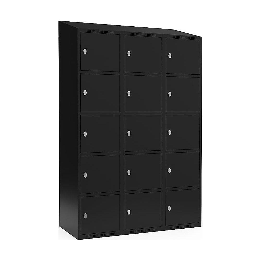 Kaiserkraft Schließfachschrank Fydor 5er 3 Abteile Schwarz